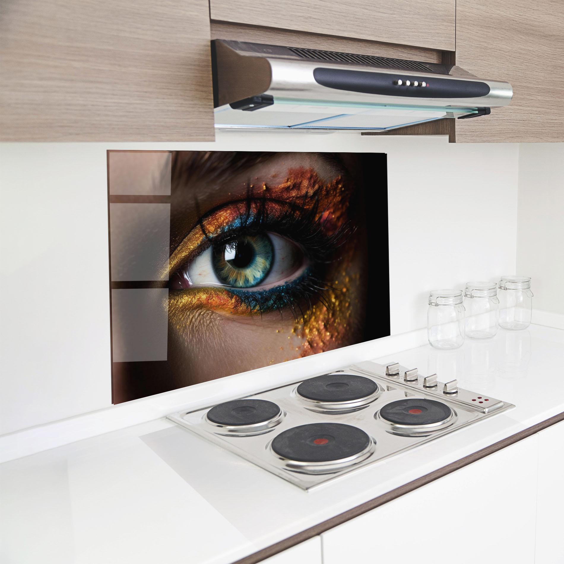 Panou Sticla Bucatarie Blue Green Eye Makeup mockup 8