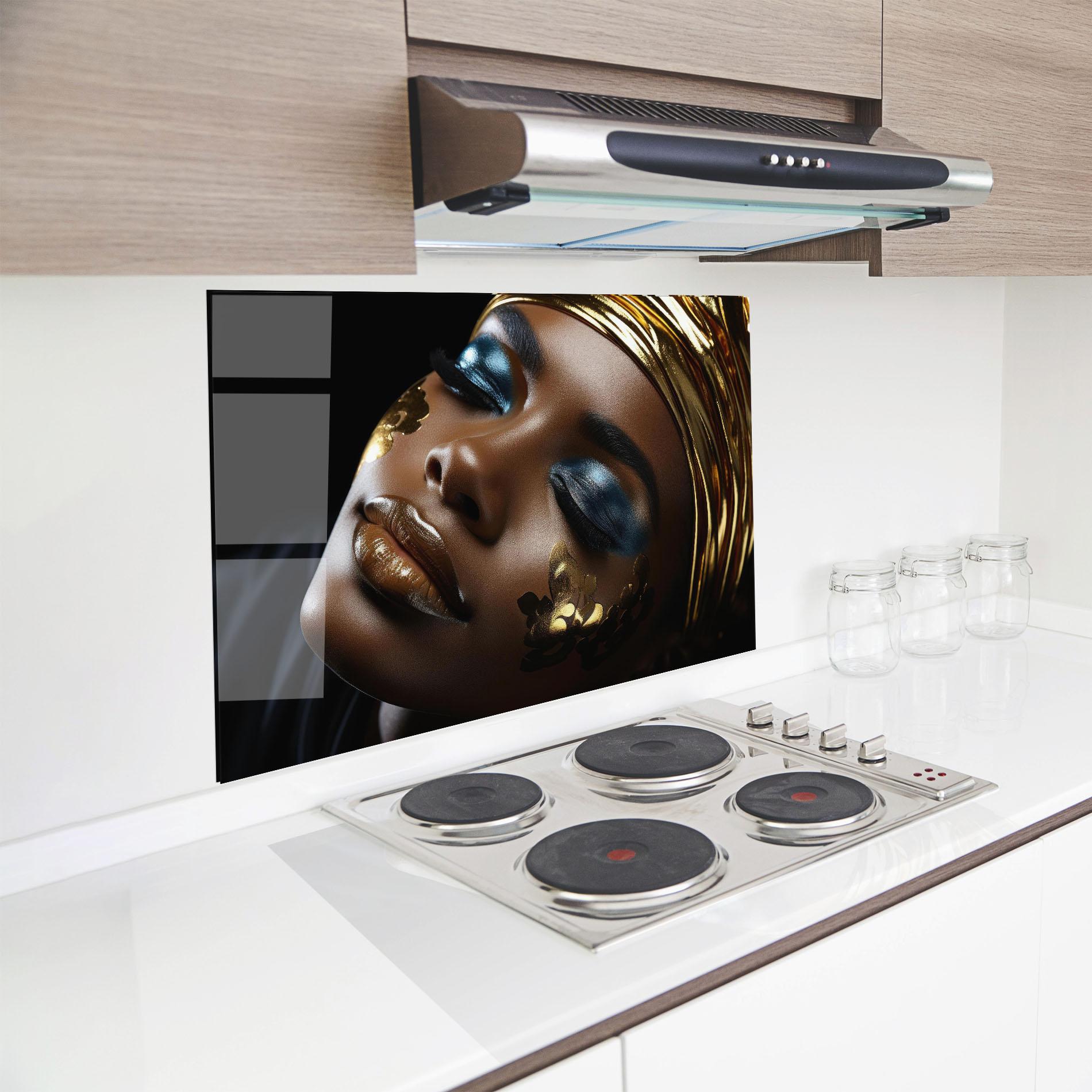 Panou Sticla Bucatarie Dark Blue Makeup mockup 8