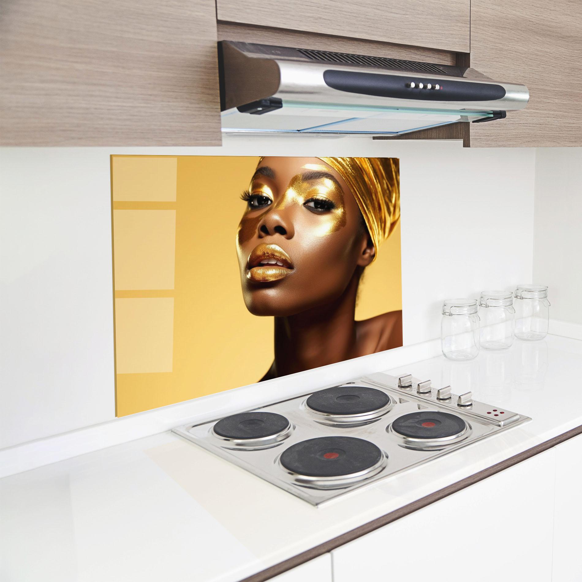 Panou Sticla Bucatarie Gold Headdress mockup 8