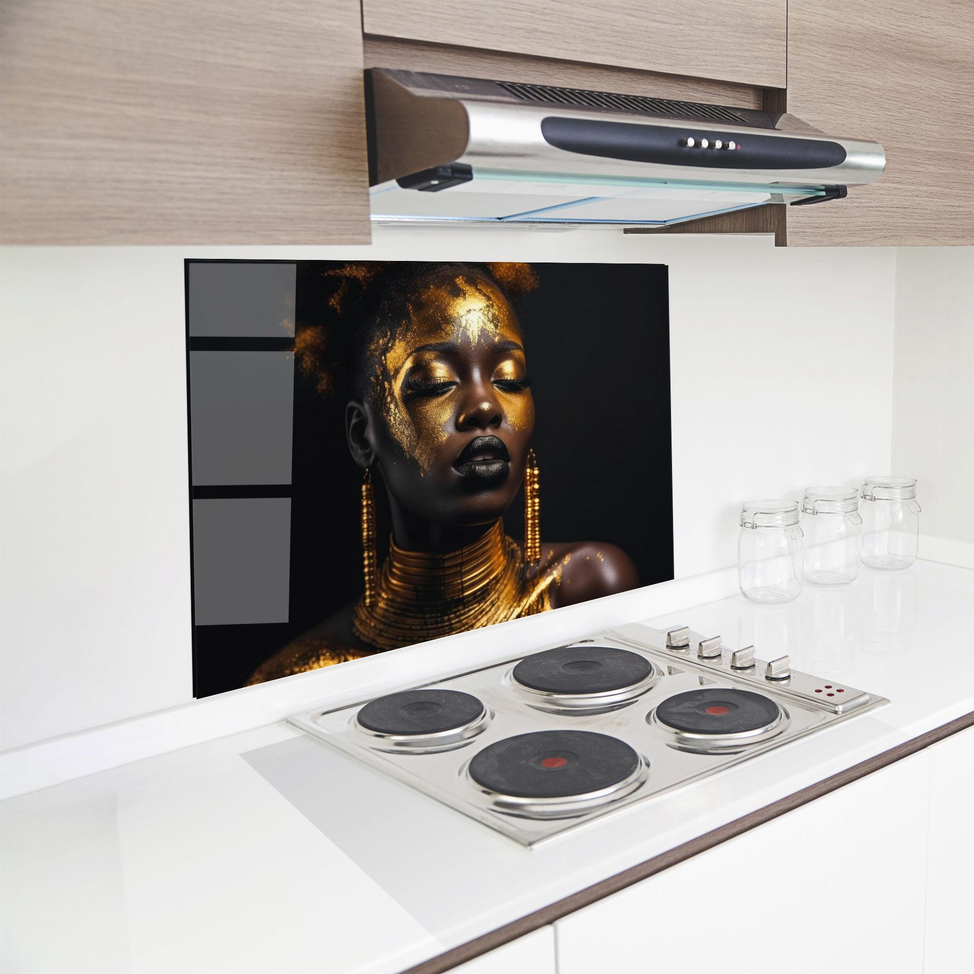 Panou Sticla Bucatarie Gold Makeup Black Lips mockup 8