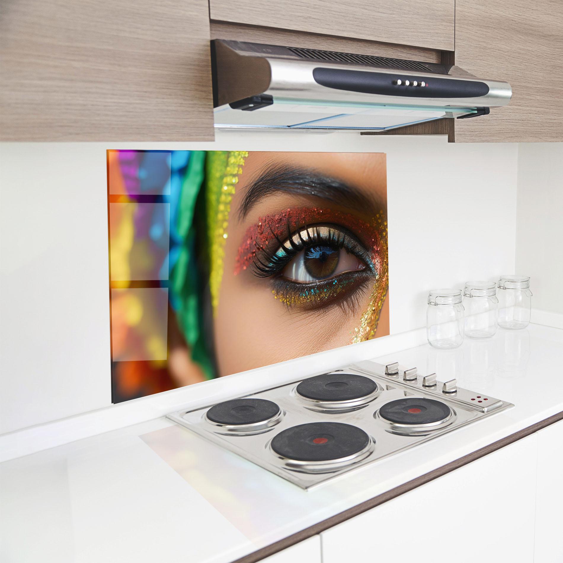 Panou Sticla Bucatarie Rainbow Pattern Makeup mockup 8