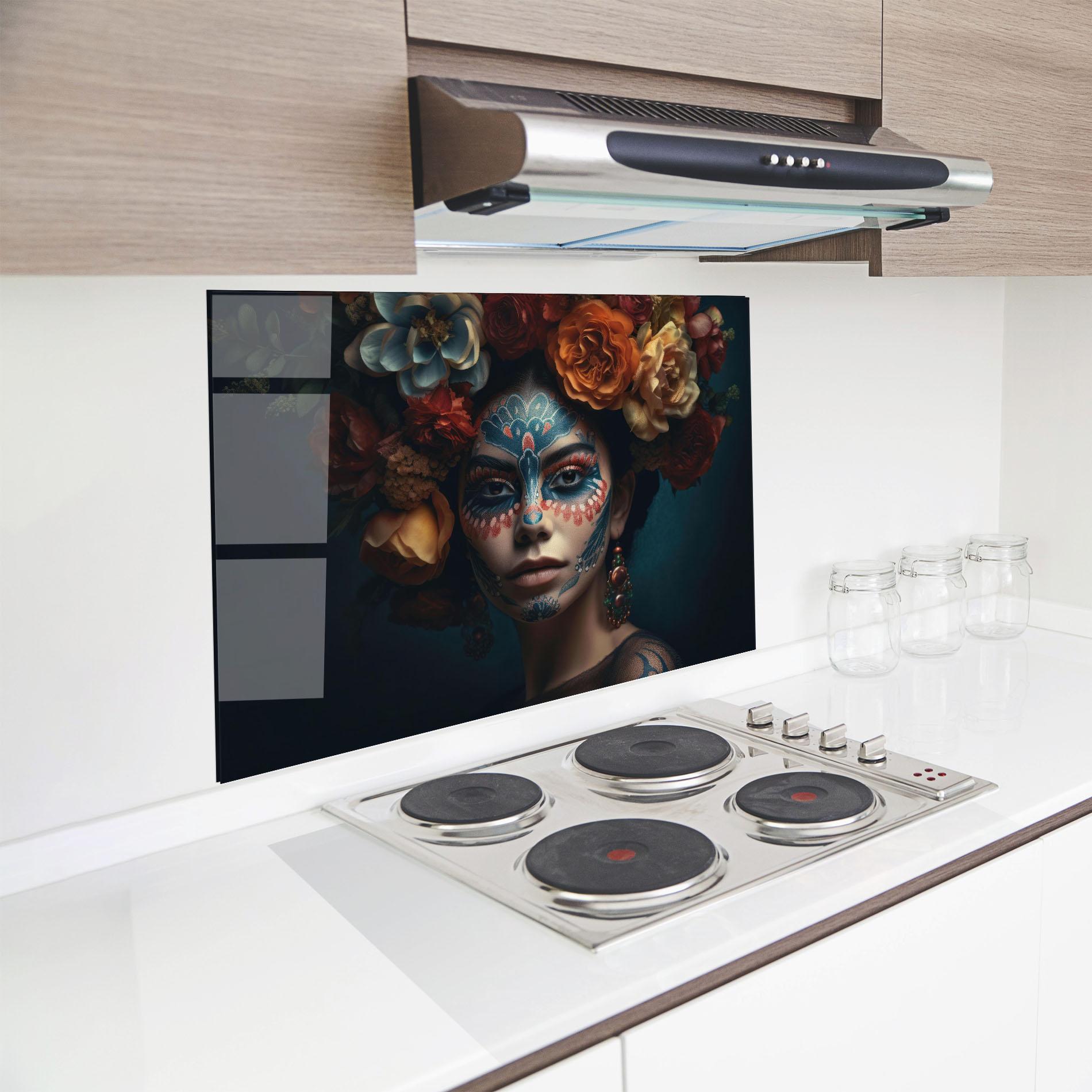 Panou Sticla Bucatarie Skull Makeup mockup 8