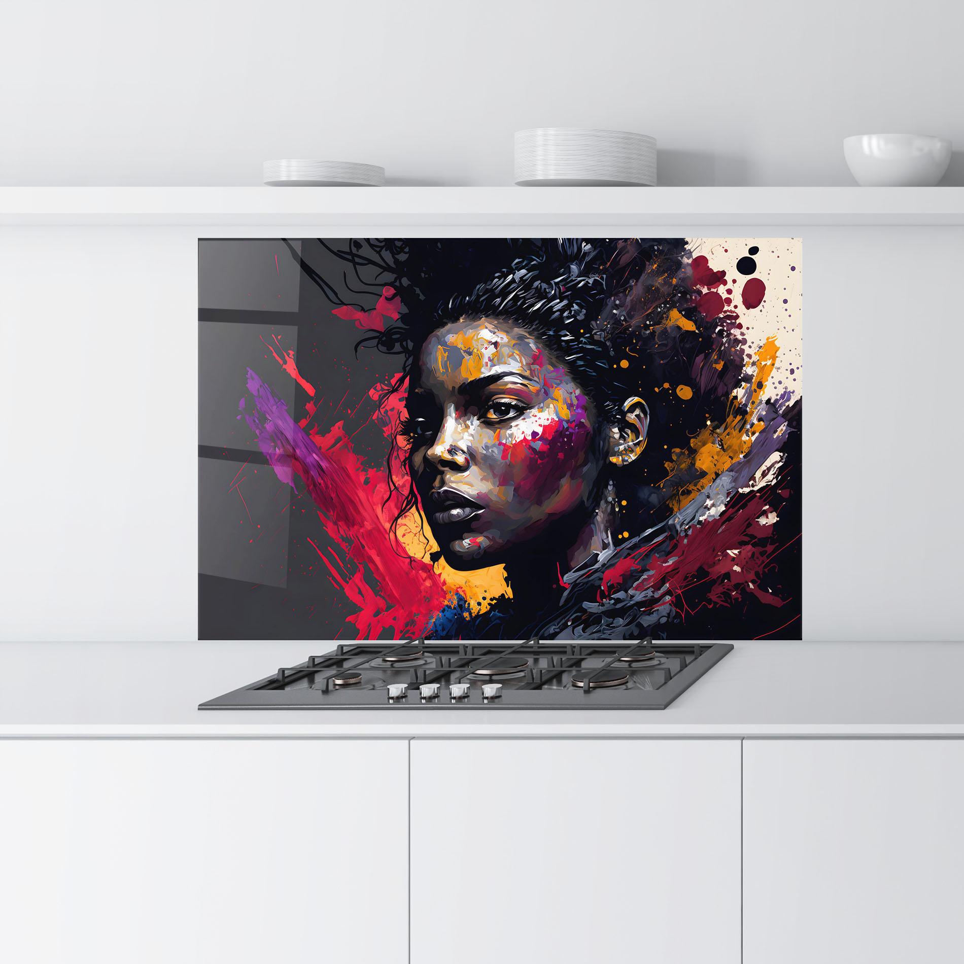 Panou Sticla Bucatarie African Woman Splash mockup 9
