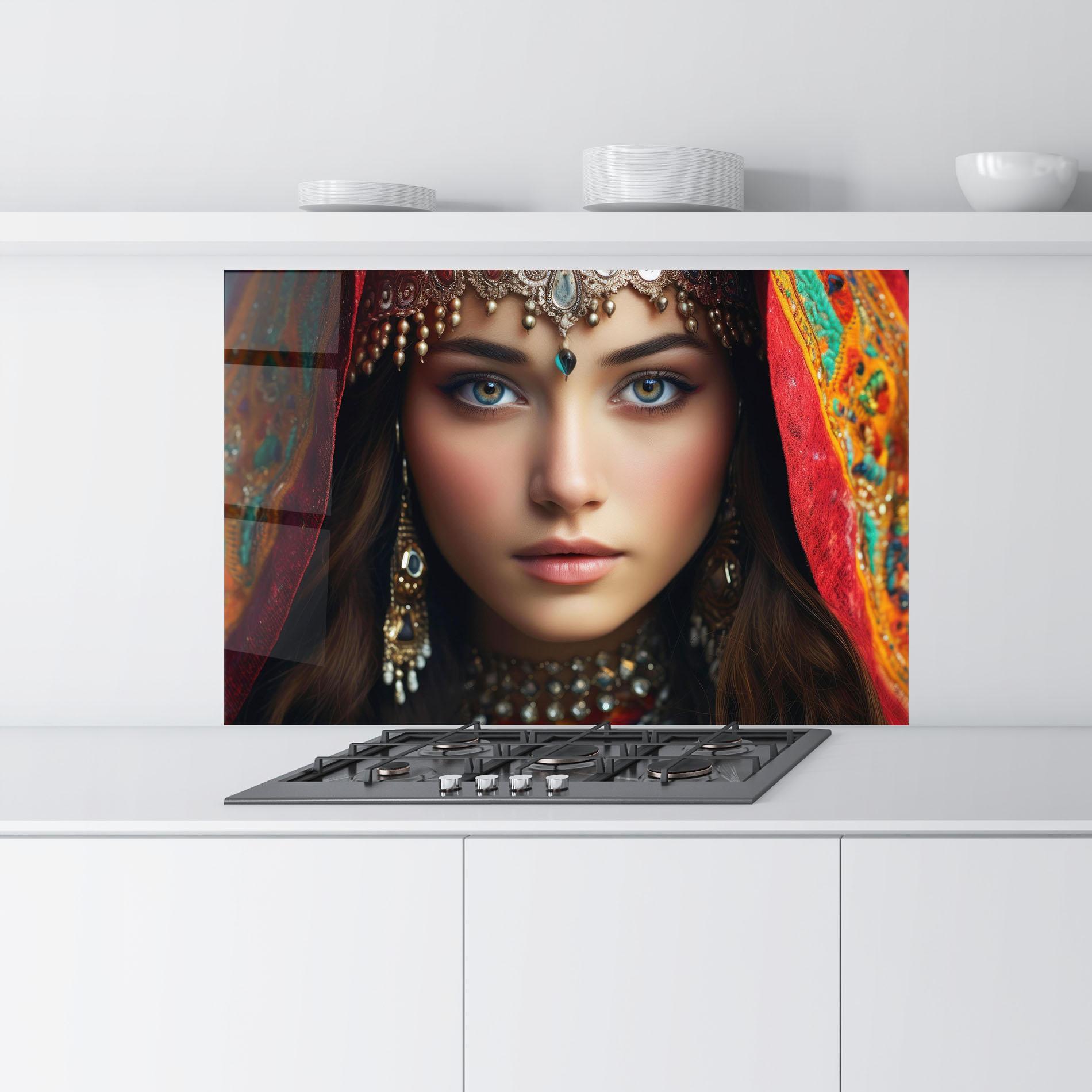 Panou Sticla Bucatarie Blue Green Culture Eye mockup 9