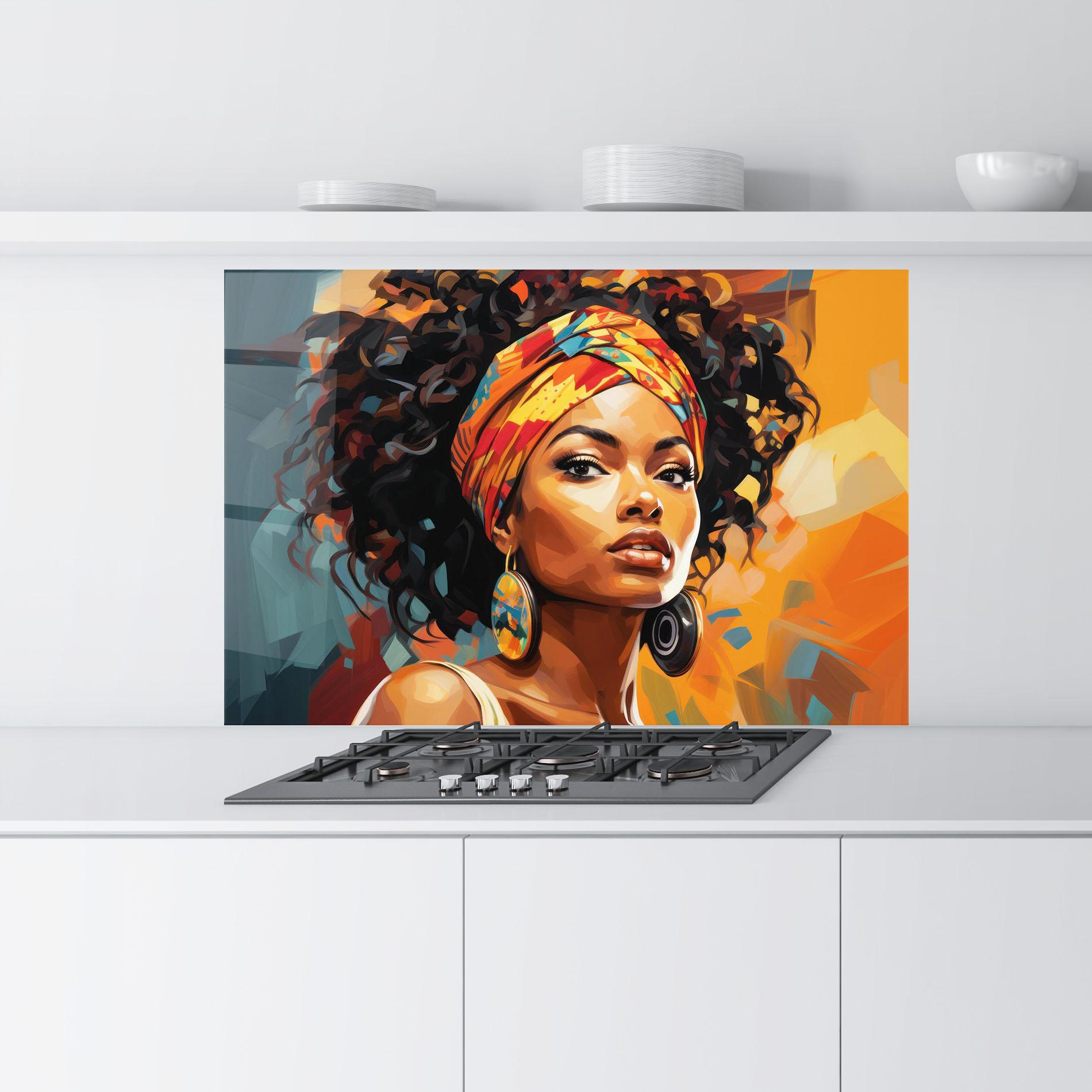 Panou Sticla Bucatarie Colorful Ethic Portrait mockup 9