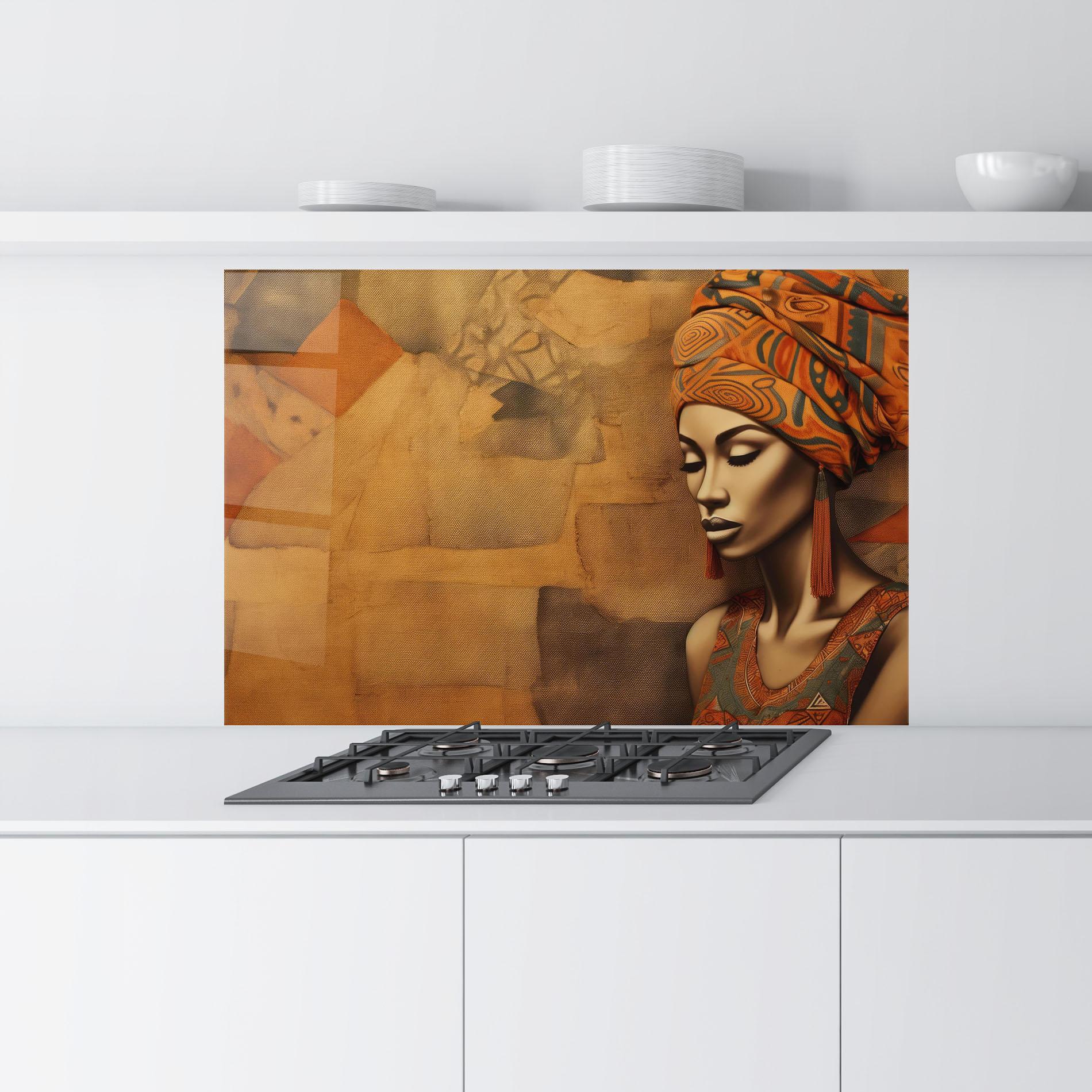 Panou Sticla Bucatarie Contemporary African Art mockup 9