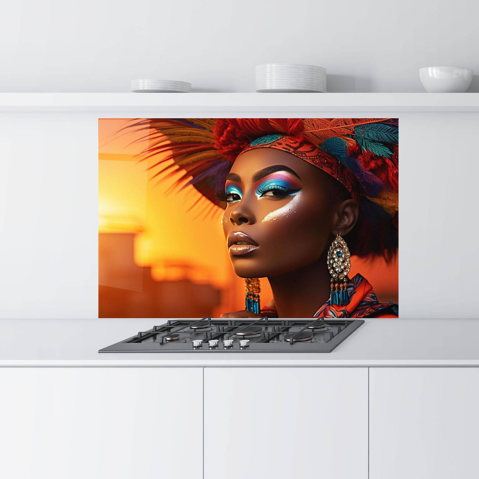 Panou Sticla Bucatarie Elaborate Makeup Woman mockup 9