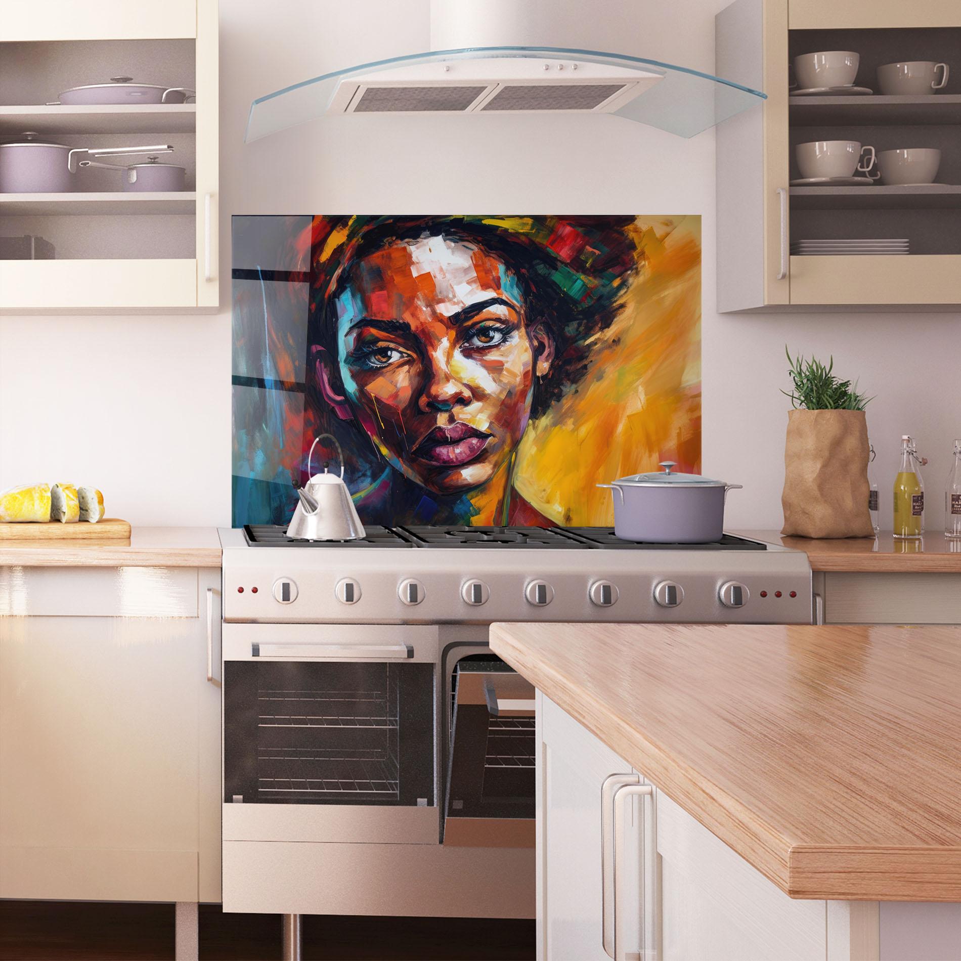 Panou Sticla Bucatarie African Interesting Expression mockup 1