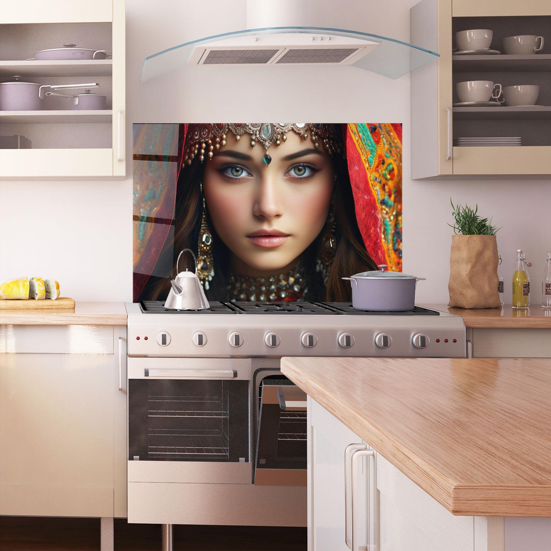 Panou Sticla Bucatarie Blue Green Culture Eye mockup 1