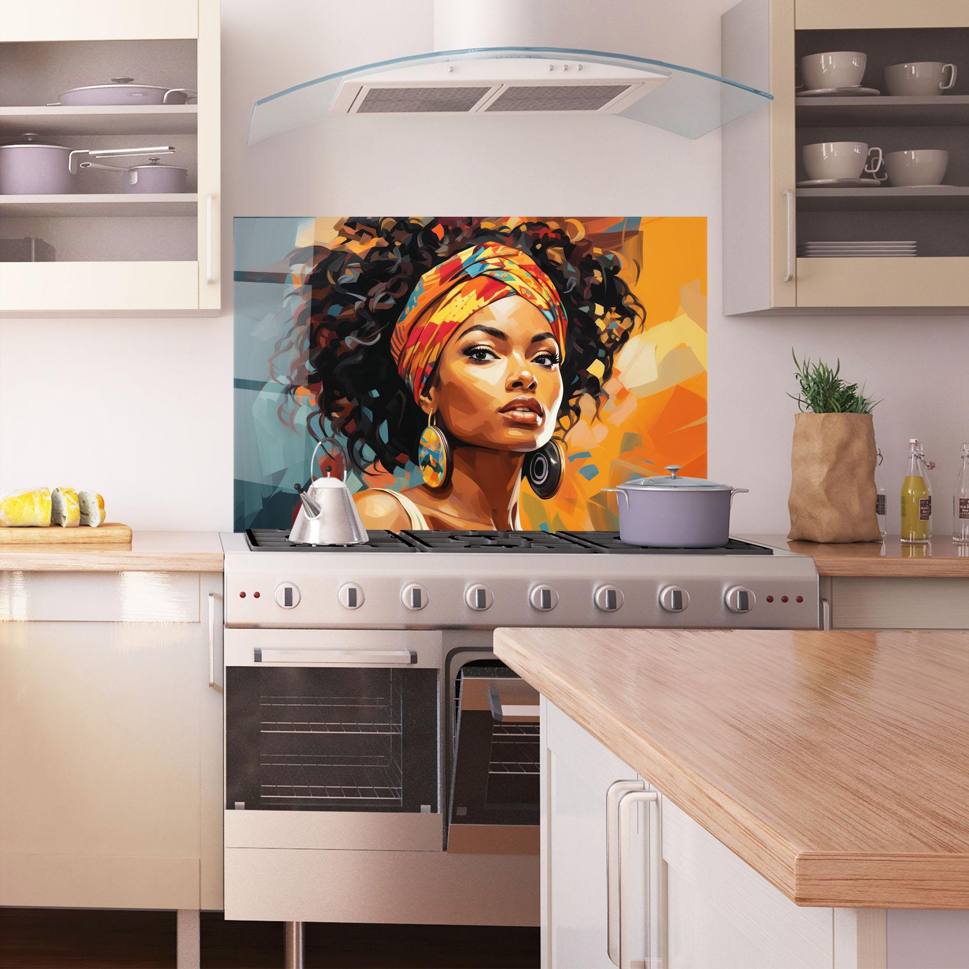 Panou Sticla Bucatarie Colorful Ethic Portrait mockup 1