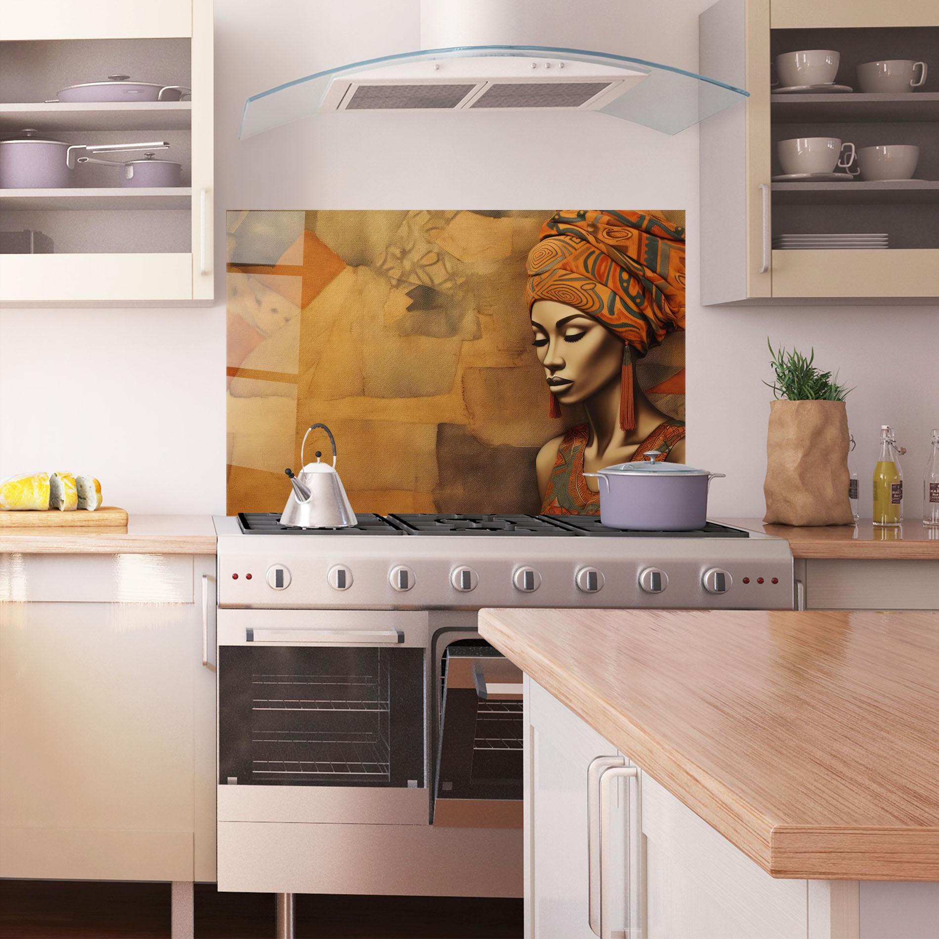 Panou Sticla Bucatarie Contemporary African Art mockup 1
