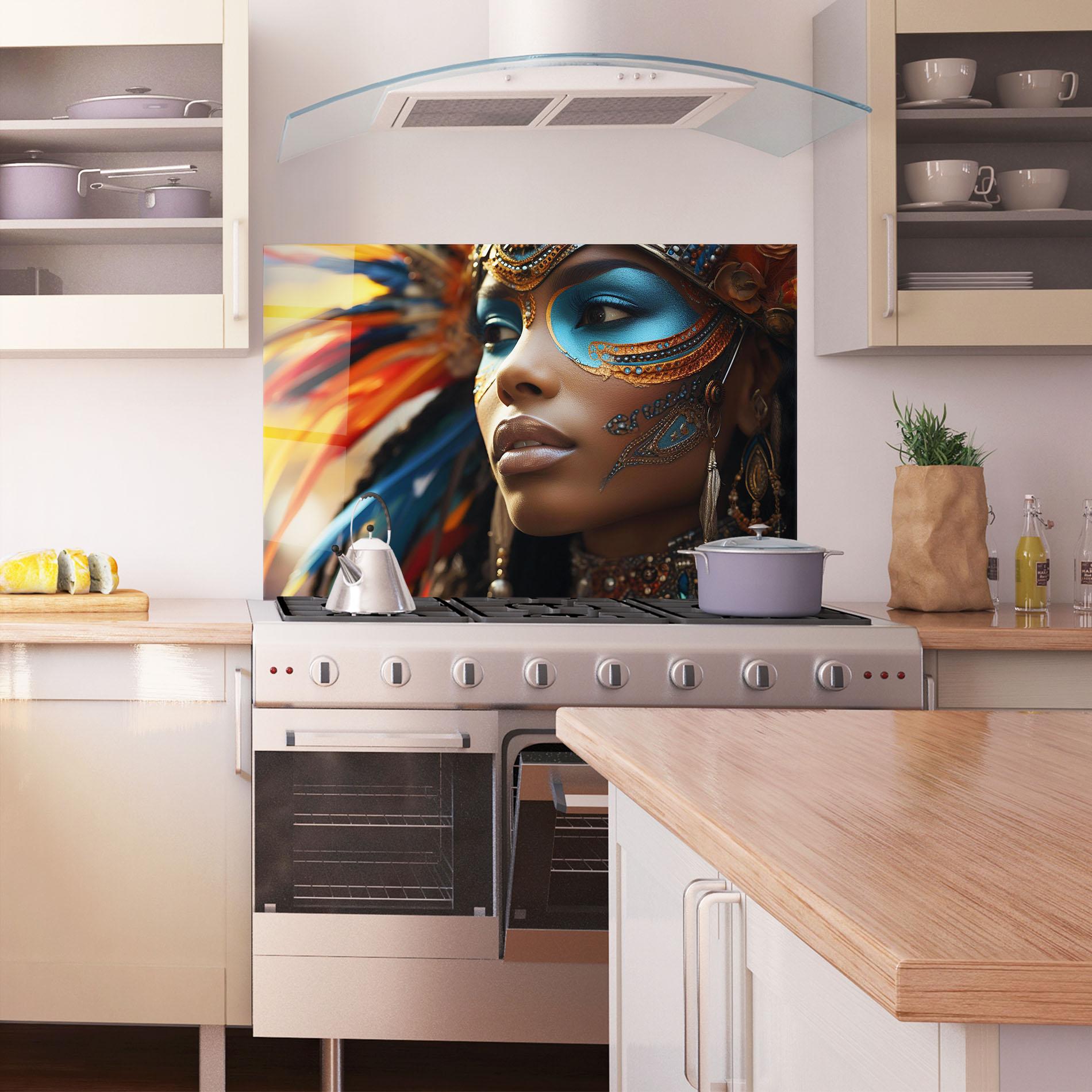 Panou Sticla Bucatarie Traditional Feathers Clothing mockup 1