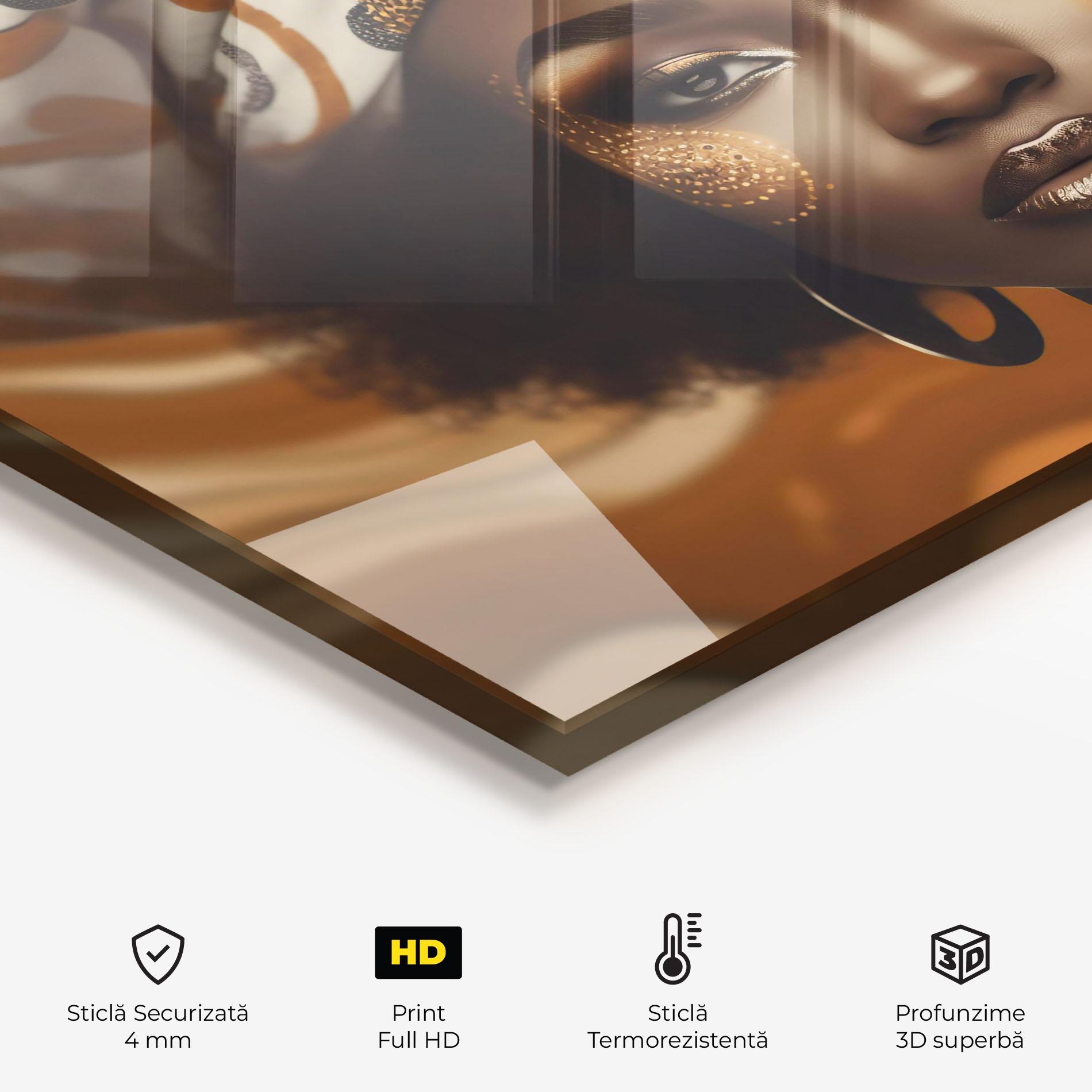 Panou Sticla Bucatarie Abstract African Woman mockup 2