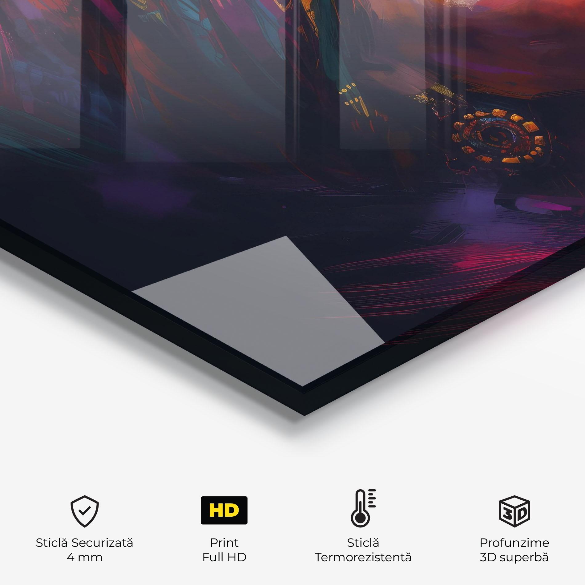 Panou Sticla Bucatarie Black Traditional Woman mockup 2