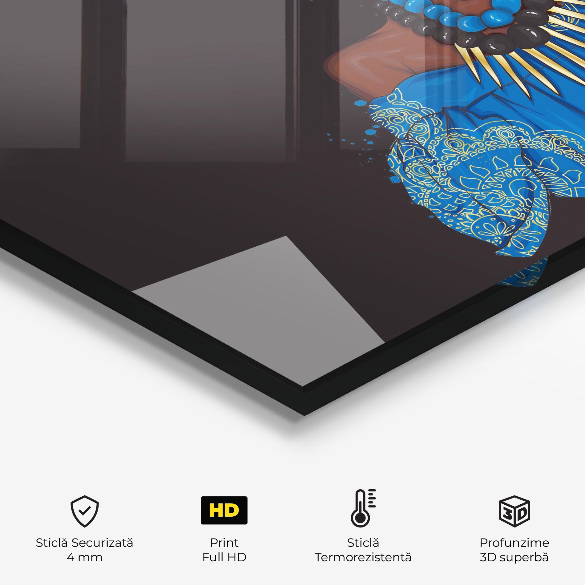 Panou Sticla Bucatarie Blue African Outfit mockup 2