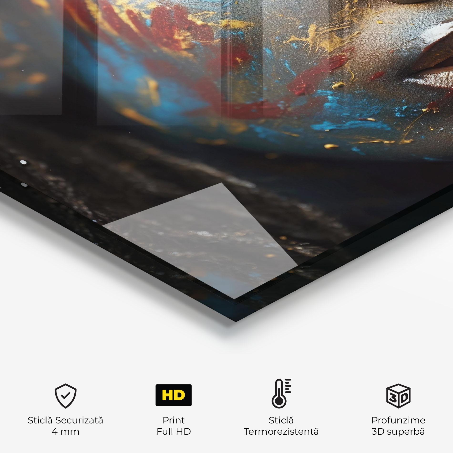 Panou Sticla Bucatarie Blue Paint Woman mockup 2