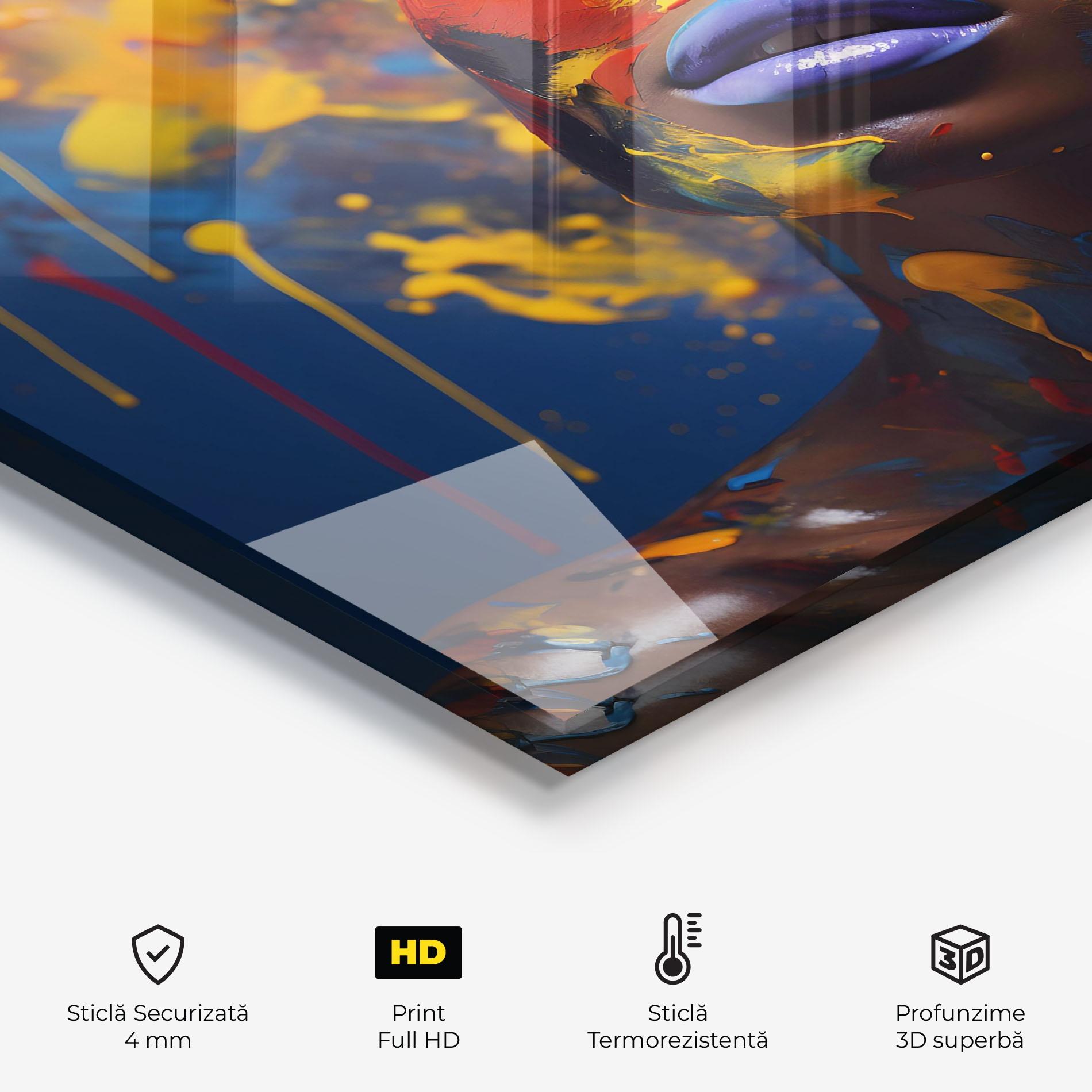 Panou Sticla Bucatarie Color Splash African Woman mockup 2