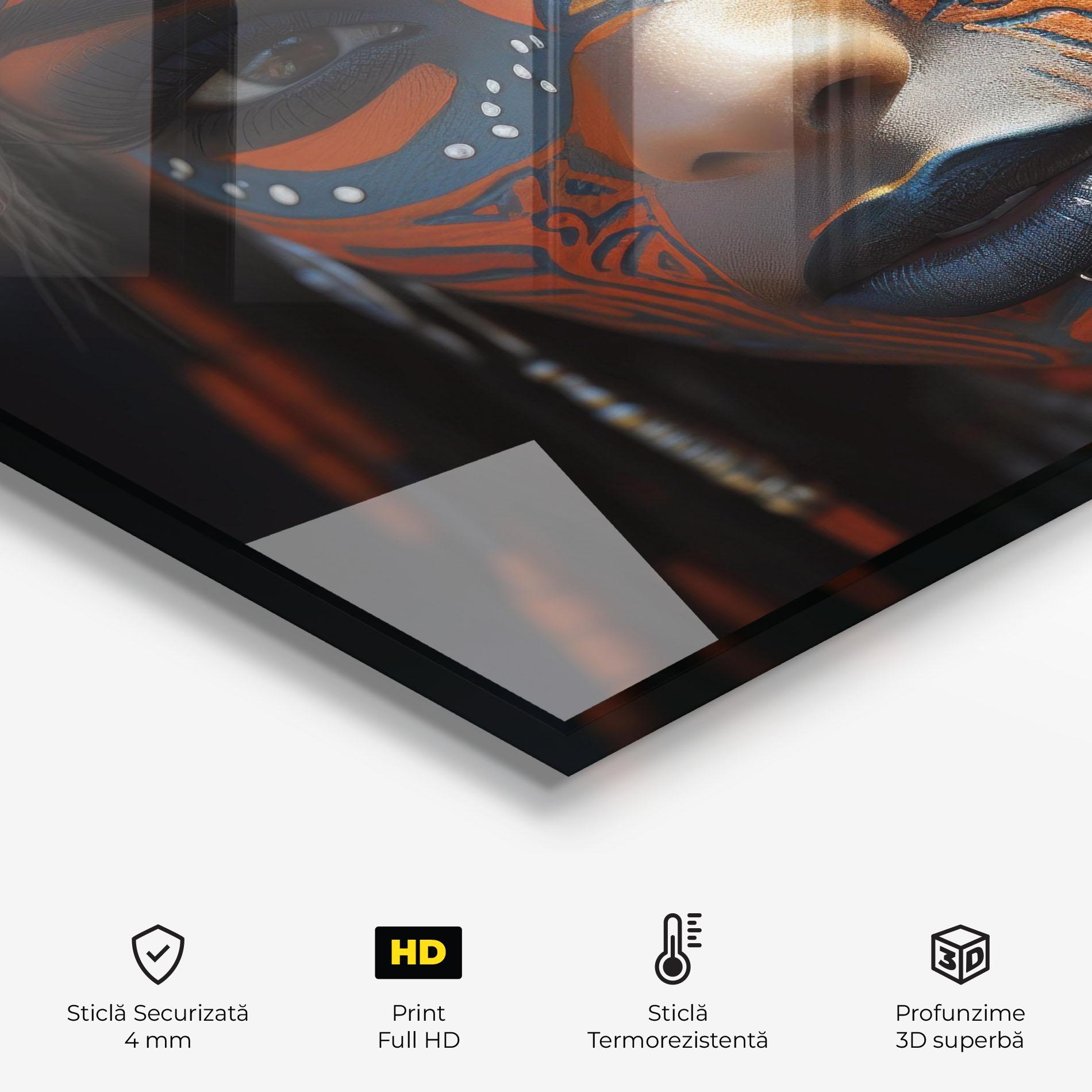 Panou Sticla Bucatarie Orange Tribal Paint mockup 2