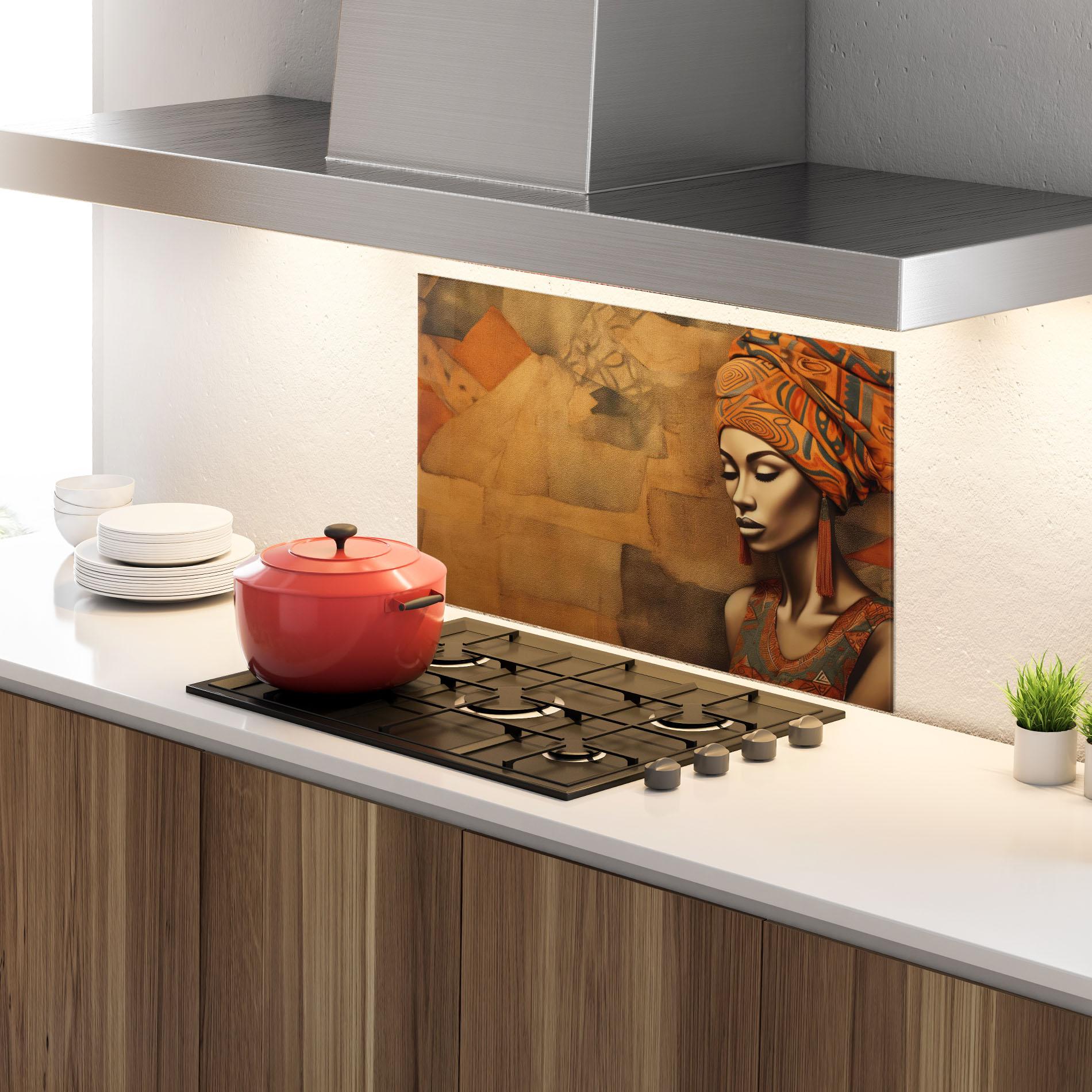 Panou Sticla Bucatarie Contemporary African Art mockup 4