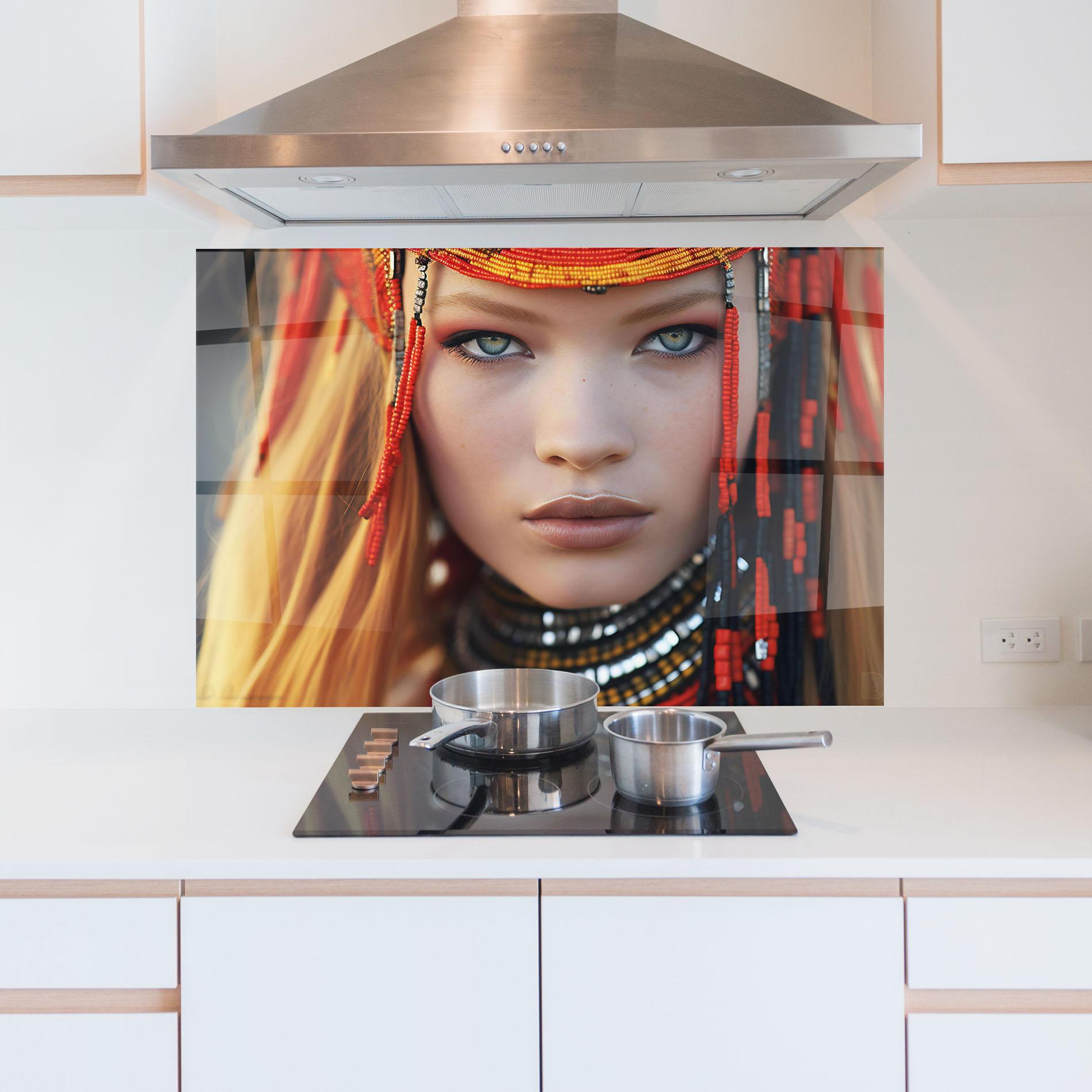 Panou Sticla Bucatarie Closeup Portrait Pretty Eyes mockup 5