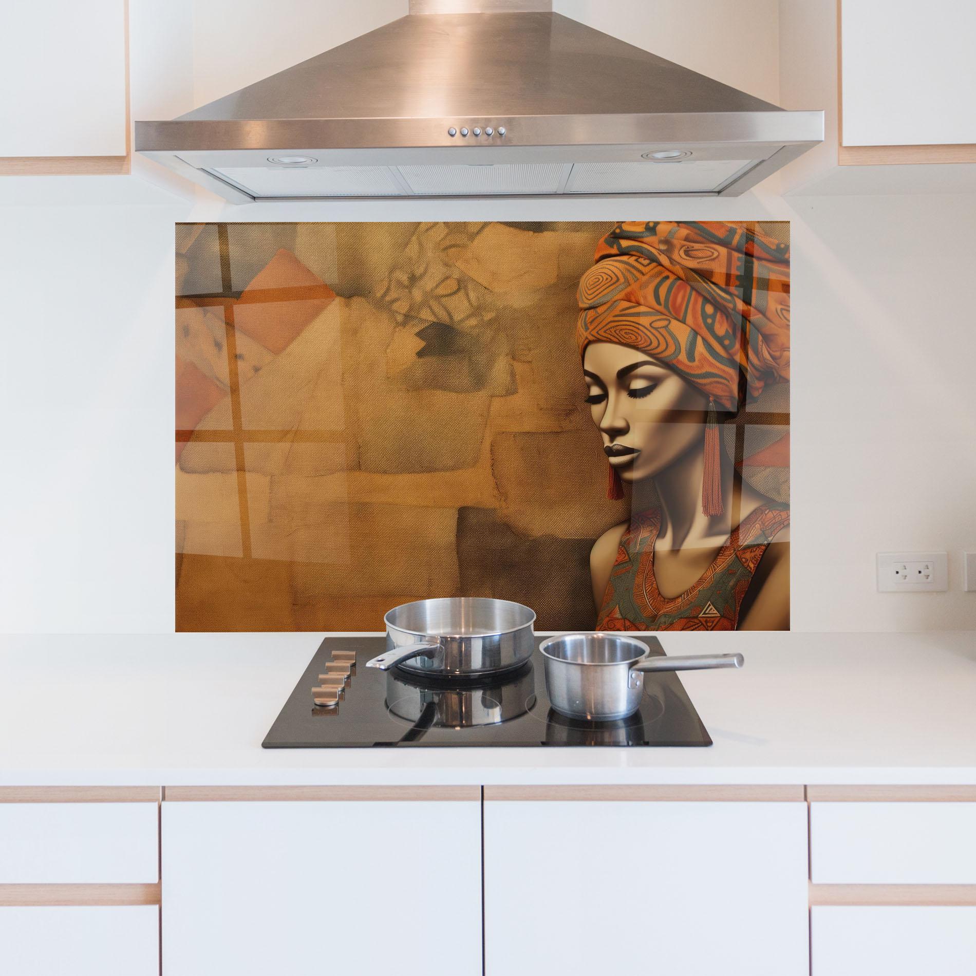 Panou Sticla Bucatarie Contemporary African Art mockup 5