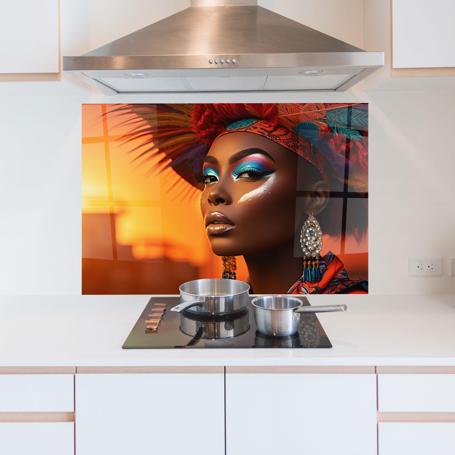 Panou Sticla Bucatarie Elaborate Makeup Woman mockup 5