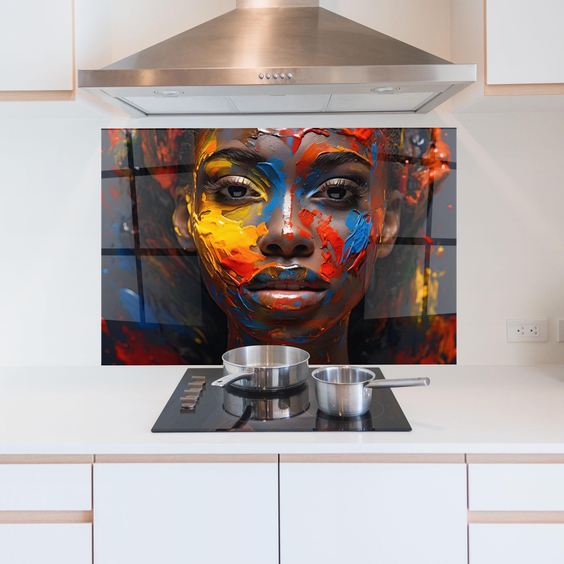 Panou Sticla Bucatarie Pretty Young African Woman mockup 5