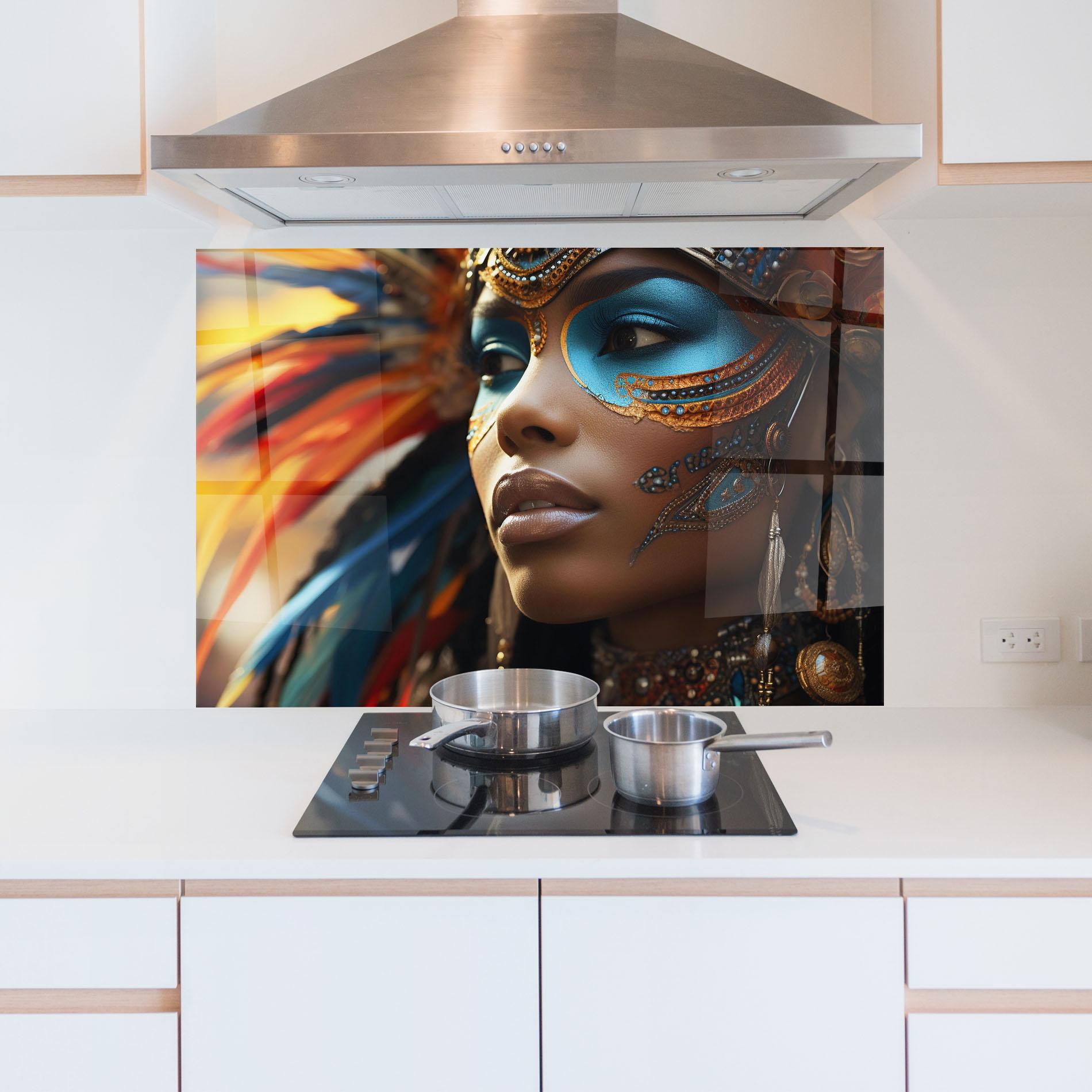 Panou Sticla Bucatarie Traditional Feathers Clothing mockup 5