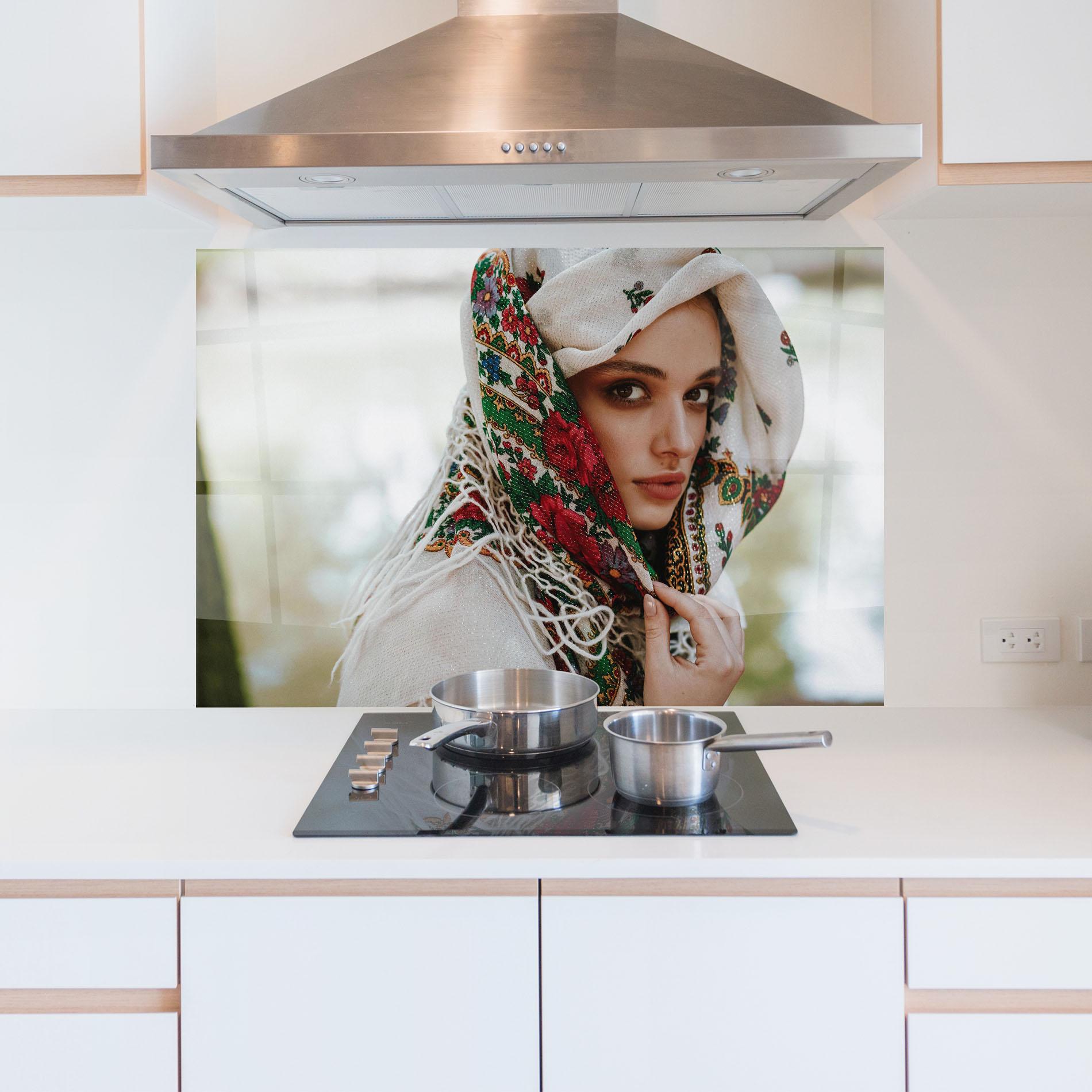 Panou Sticla Bucatarie Ukrainian Embroidered Dress mockup 5