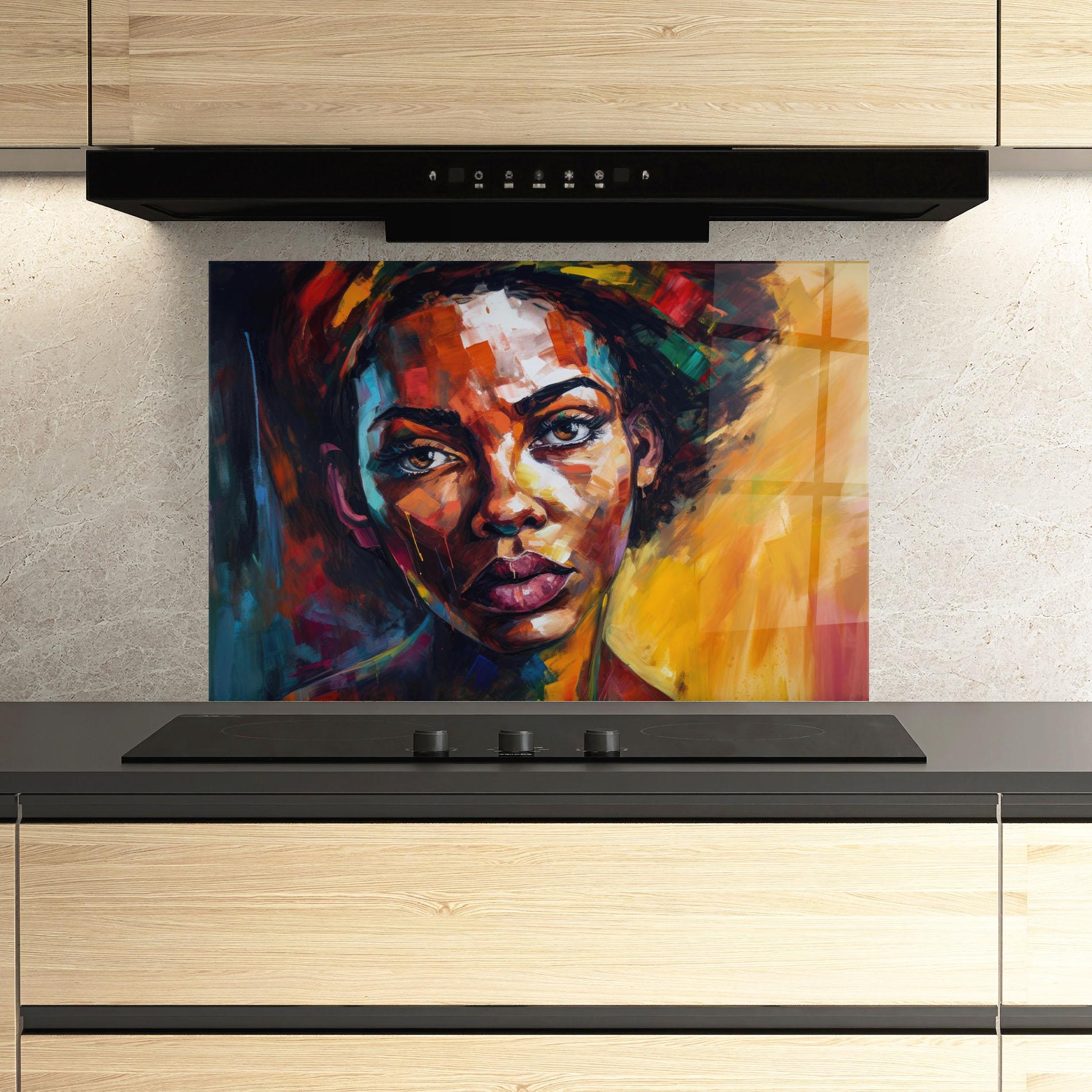 Panou Sticla Bucatarie African Interesting Expression mockup 3