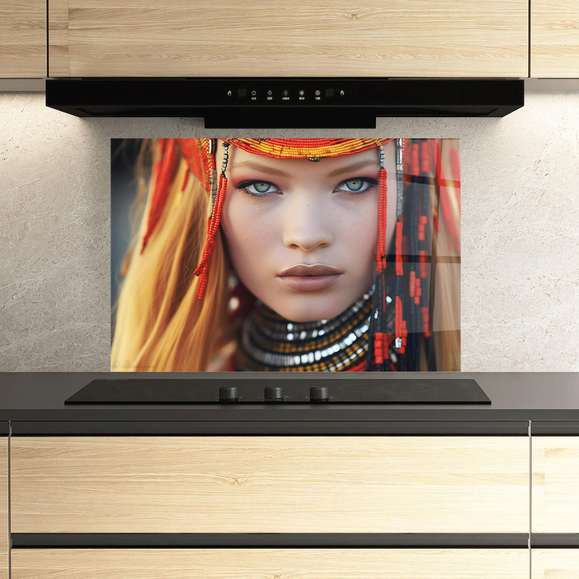 Panou Sticla Bucatarie Closeup Portrait Pretty Eyes mockup 3