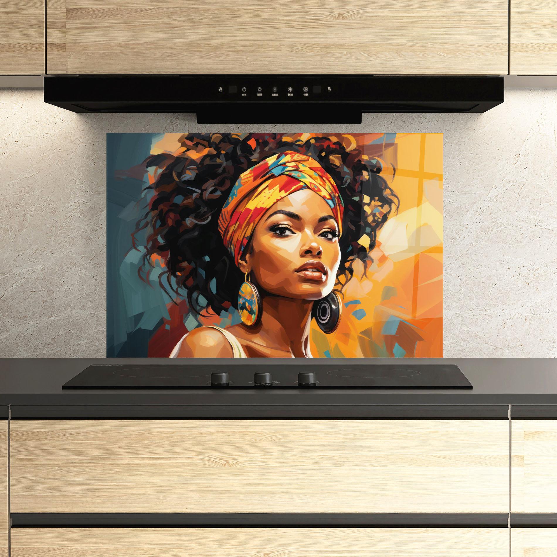 Panou Sticla Bucatarie Colorful Ethic Portrait mockup 3