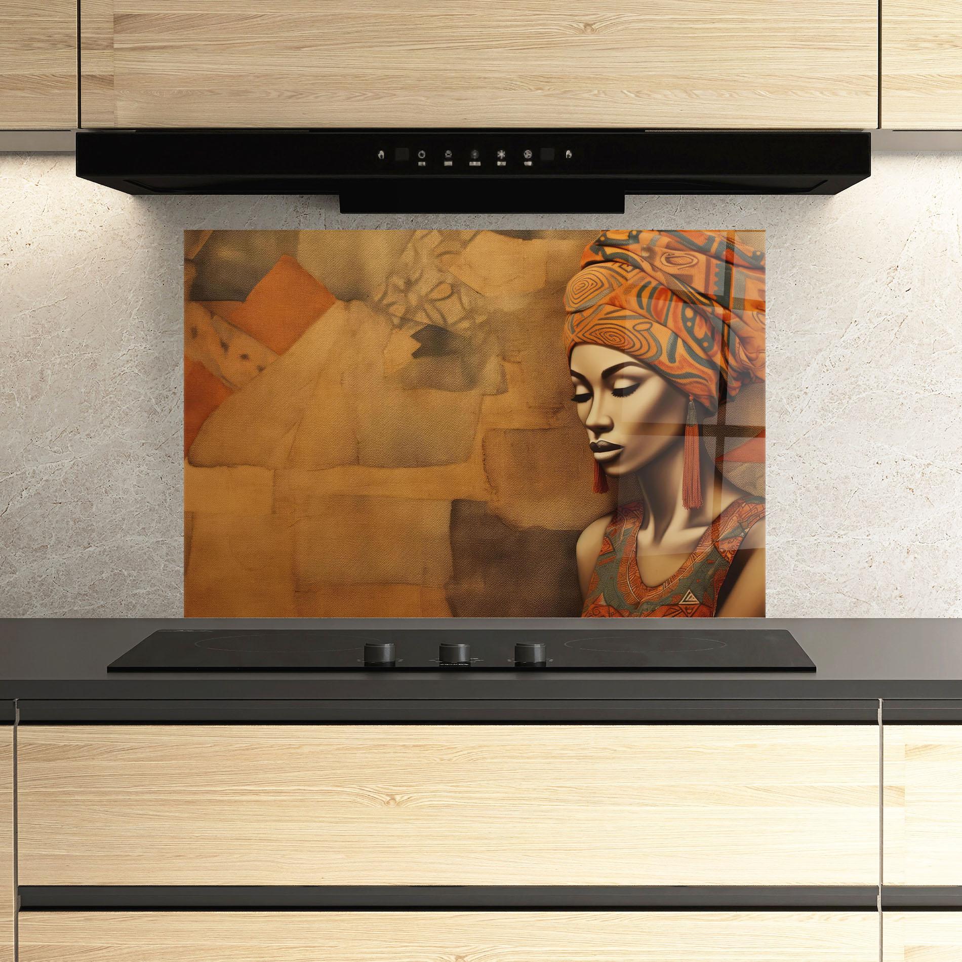 Panou Sticla Bucatarie Contemporary African Art mockup 3