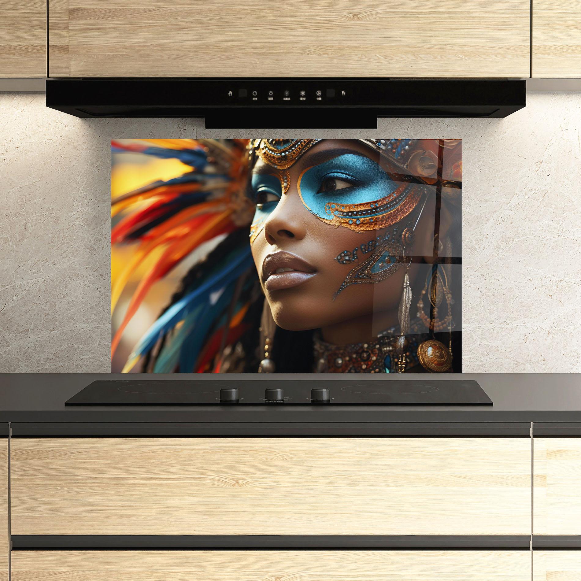 Panou Sticla Bucatarie Traditional Feathers Clothing mockup 3