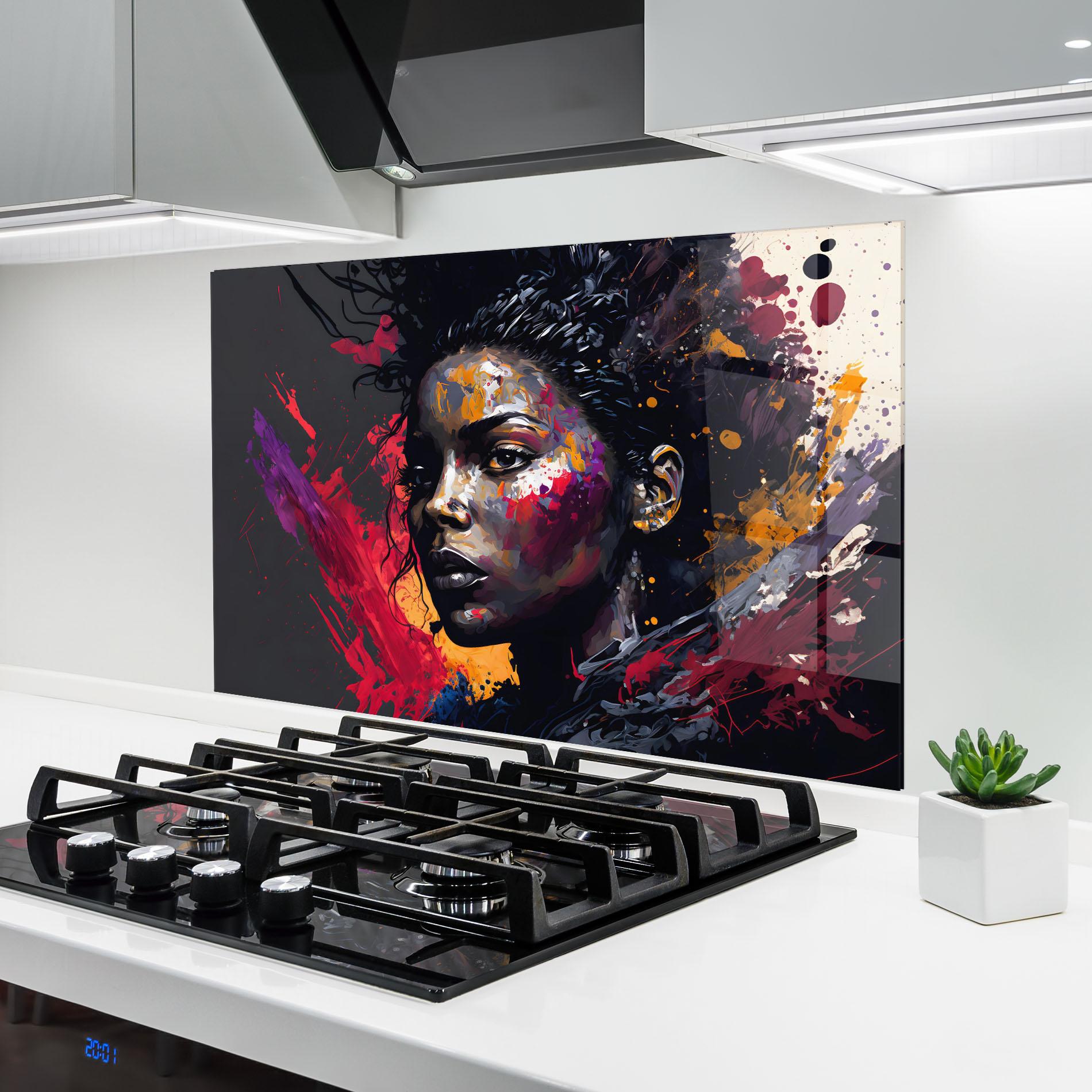 Panou Sticla Bucatarie African Woman Splash mockup 6