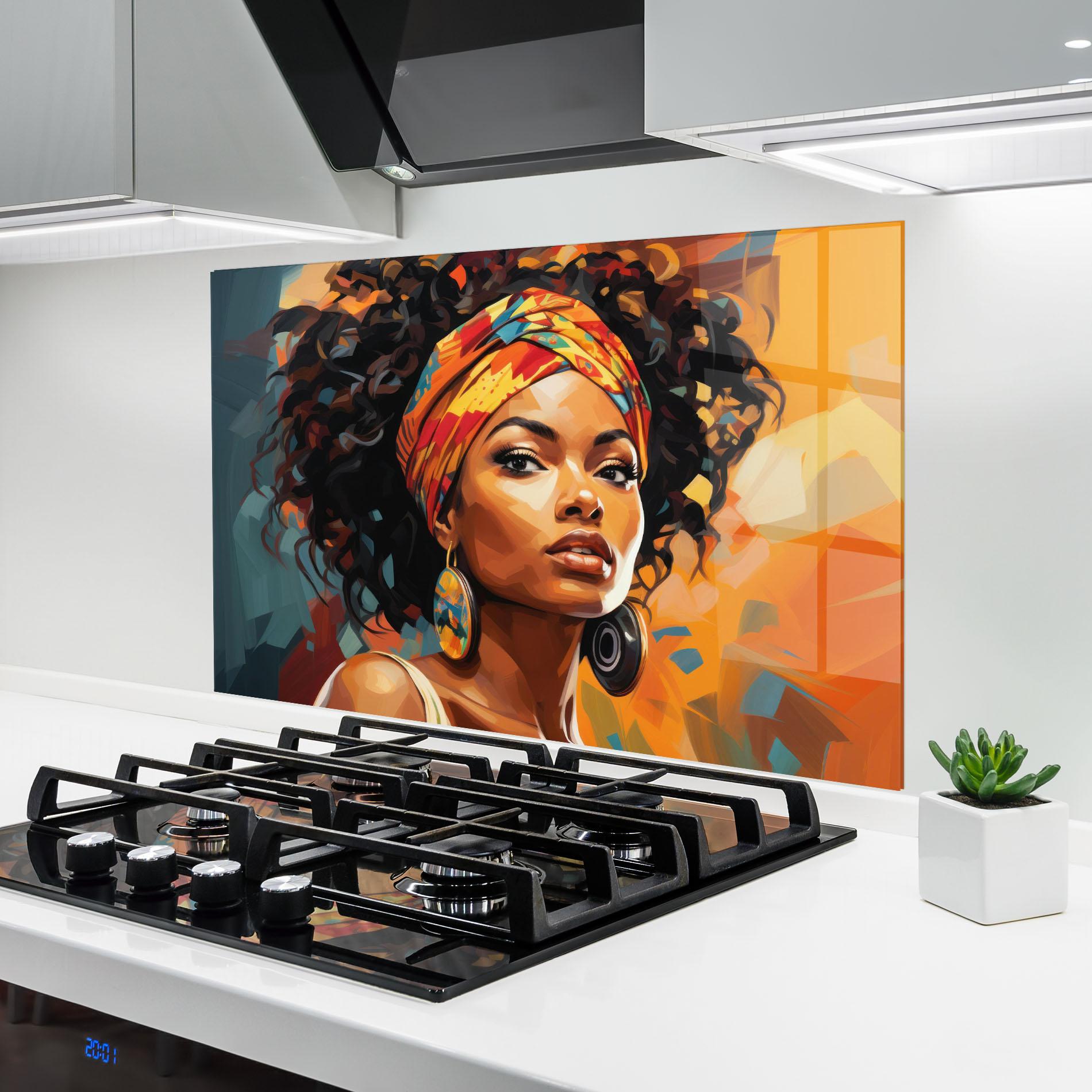 Panou Sticla Bucatarie Colorful Ethic Portrait mockup 6