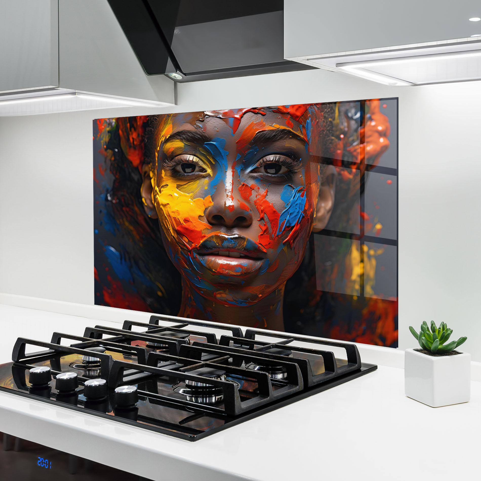 Panou Sticla Bucatarie Pretty Young African Woman mockup 6