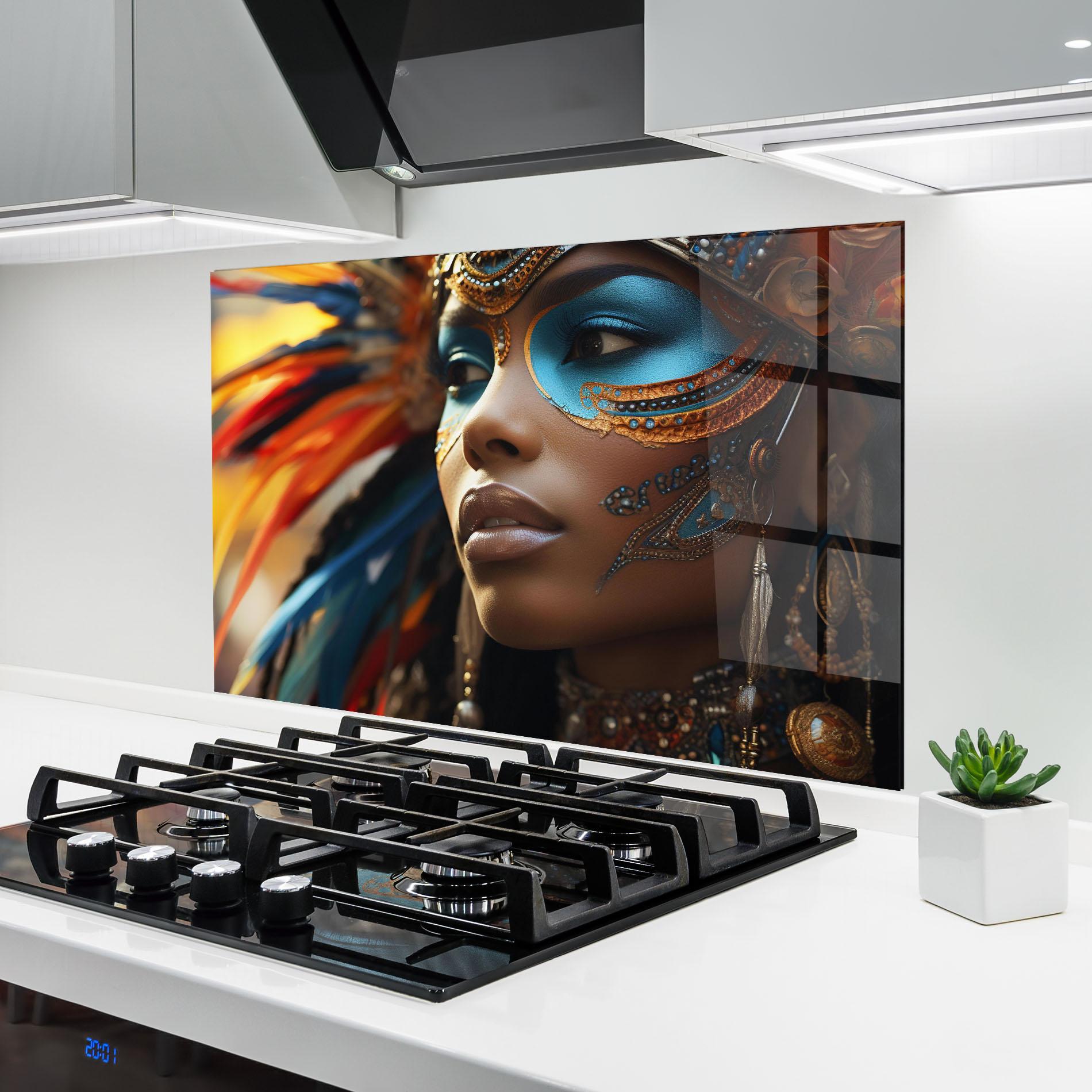 Panou Sticla Bucatarie Traditional Feathers Clothing mockup 6