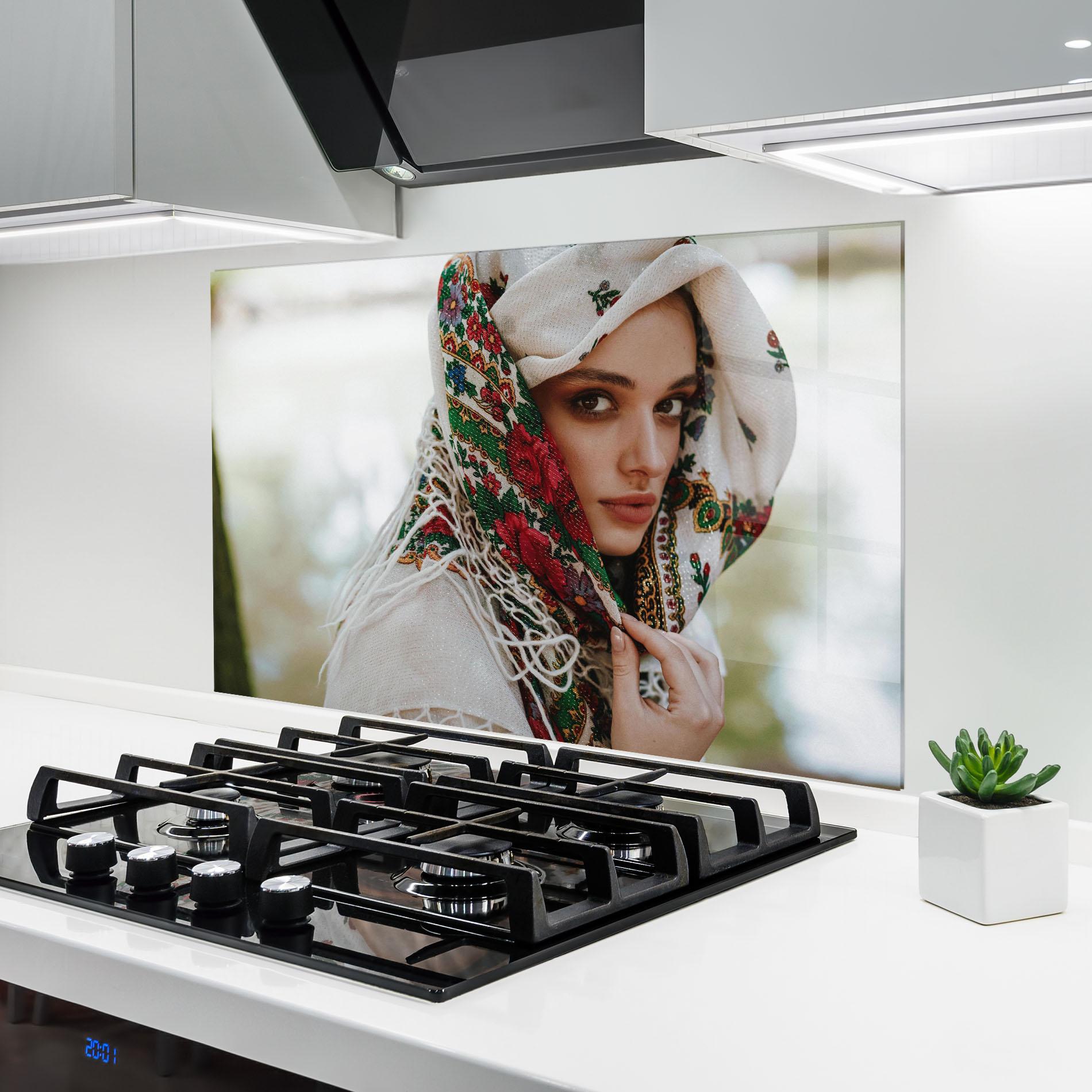 Panou Sticla Bucatarie Ukrainian Embroidered Dress mockup 6