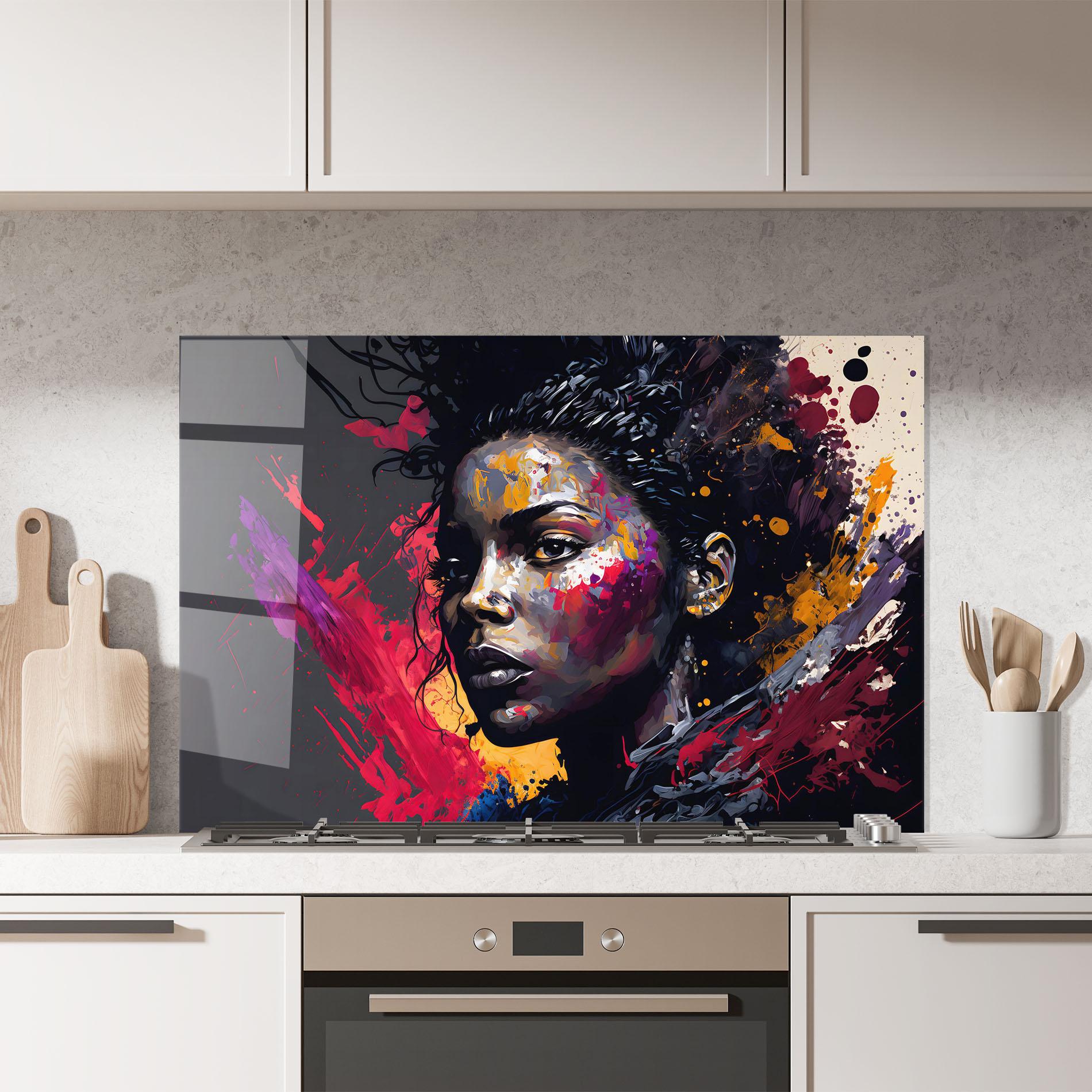 Panou Sticla Bucatarie African Woman Splash mockup 7
