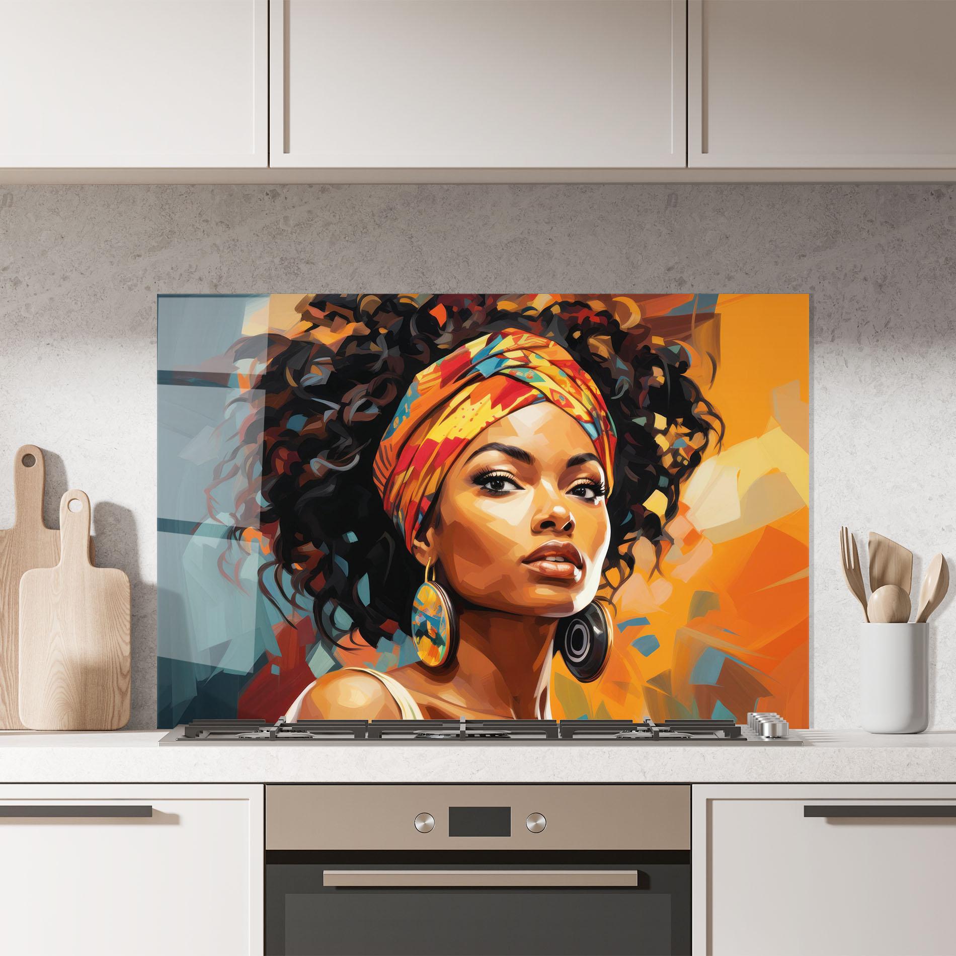 Panou Sticla Bucatarie Colorful Ethic Portrait mockup 7