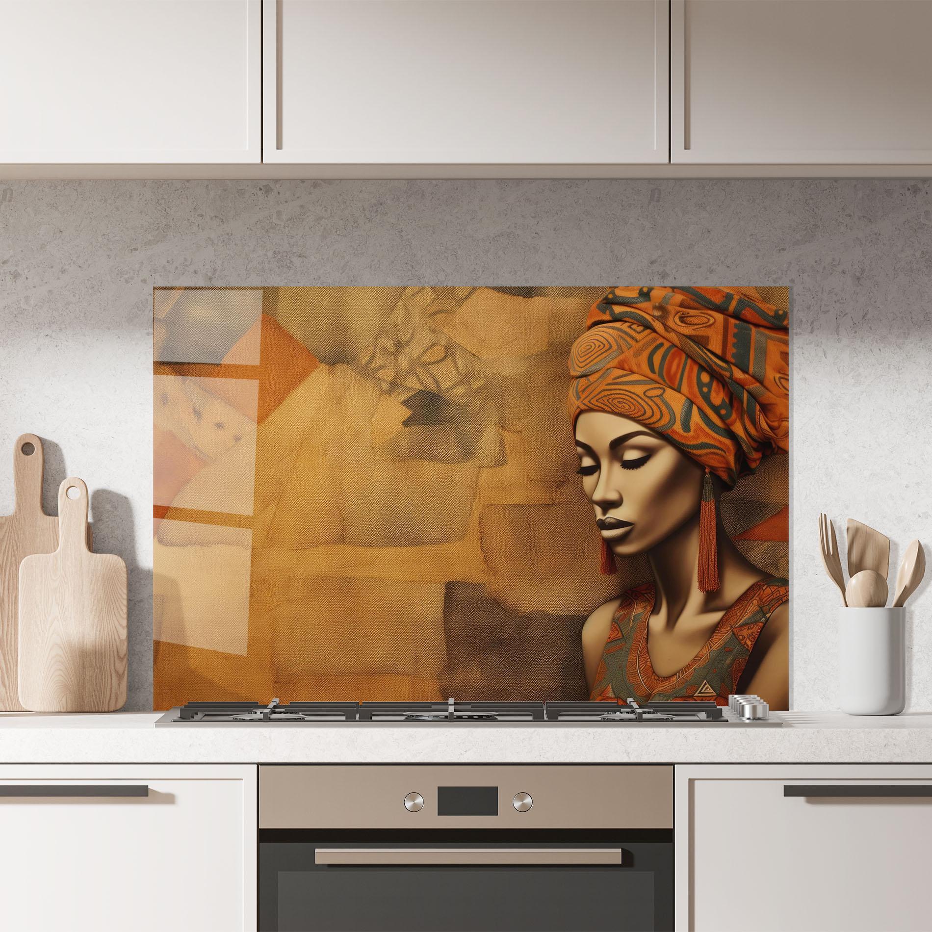 Panou Sticla Bucatarie Contemporary African Art mockup 7