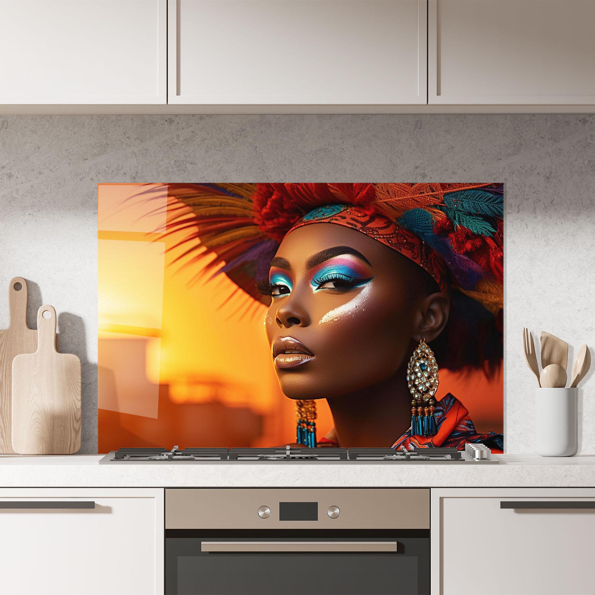 Panou Sticla Bucatarie Elaborate Makeup Woman mockup 7