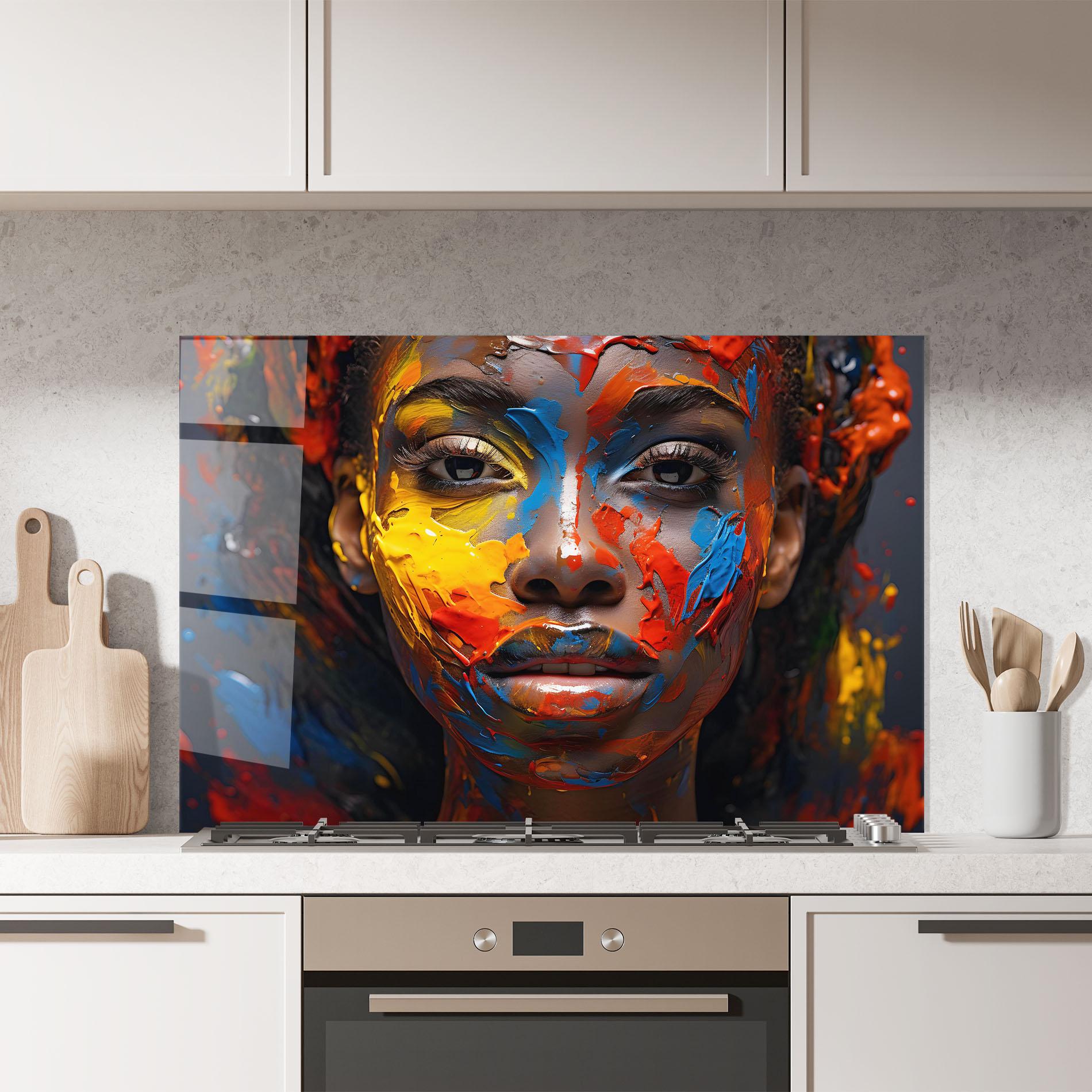 Panou Sticla Bucatarie Pretty Young African Woman mockup 7