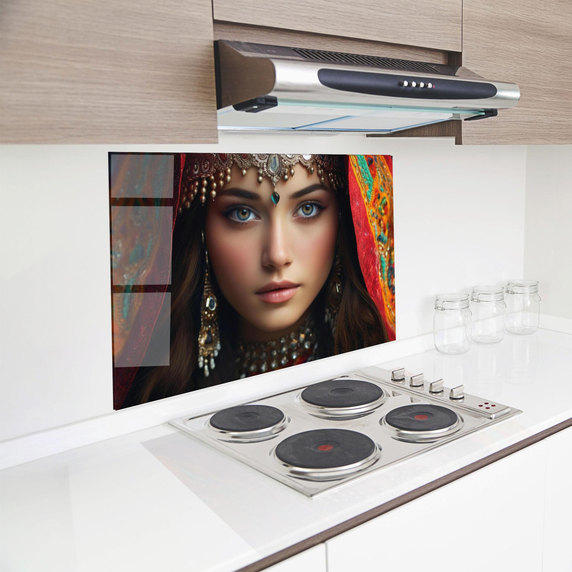 Panou Sticla Bucatarie Blue Green Culture Eye mockup 8