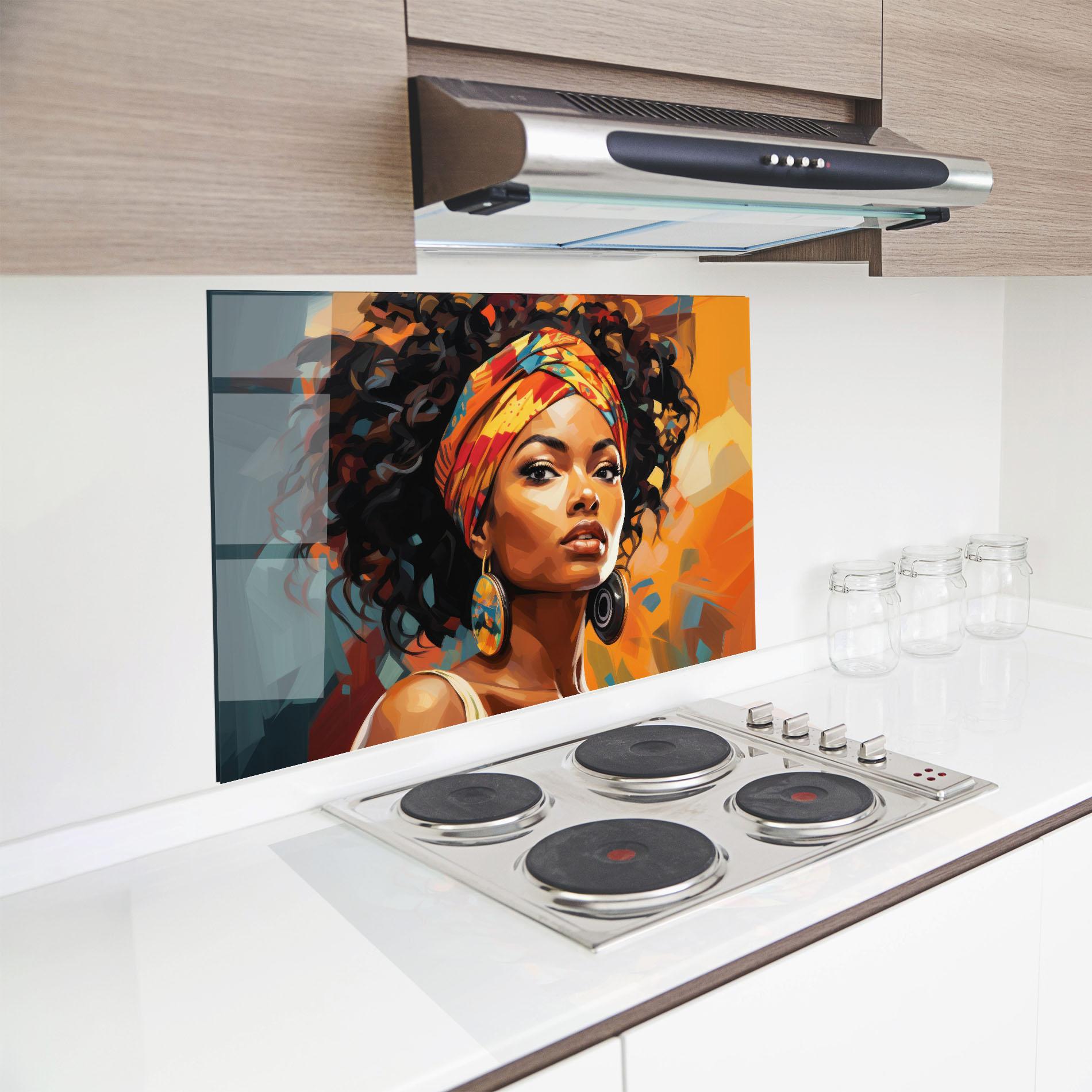 Panou Sticla Bucatarie Colorful Ethic Portrait mockup 8