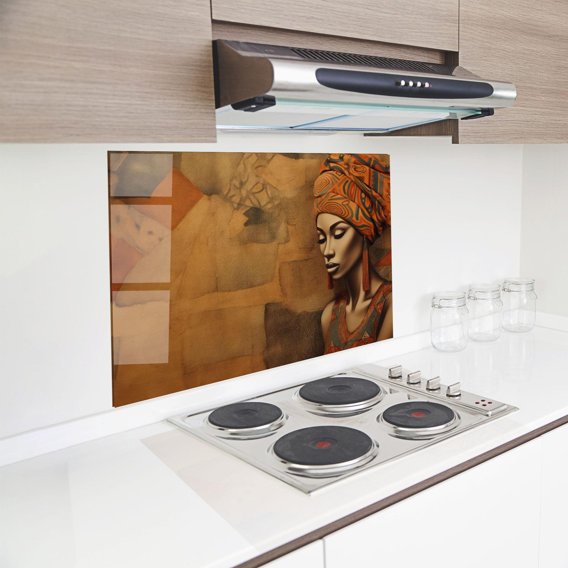 Panou Sticla Bucatarie Contemporary African Art mockup 8