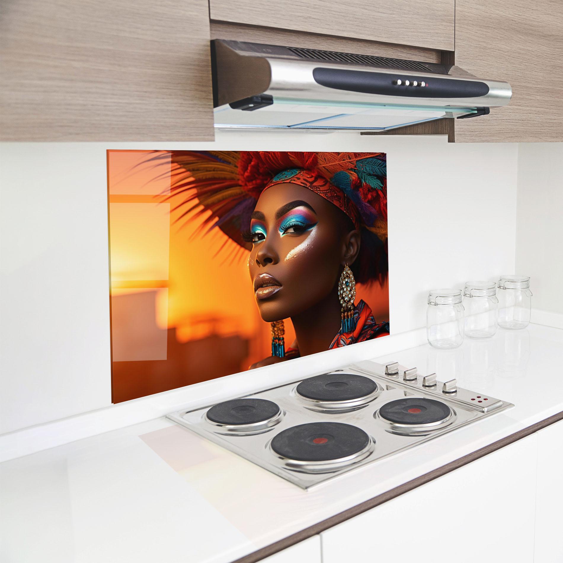 Panou Sticla Bucatarie Elaborate Makeup Woman mockup 8