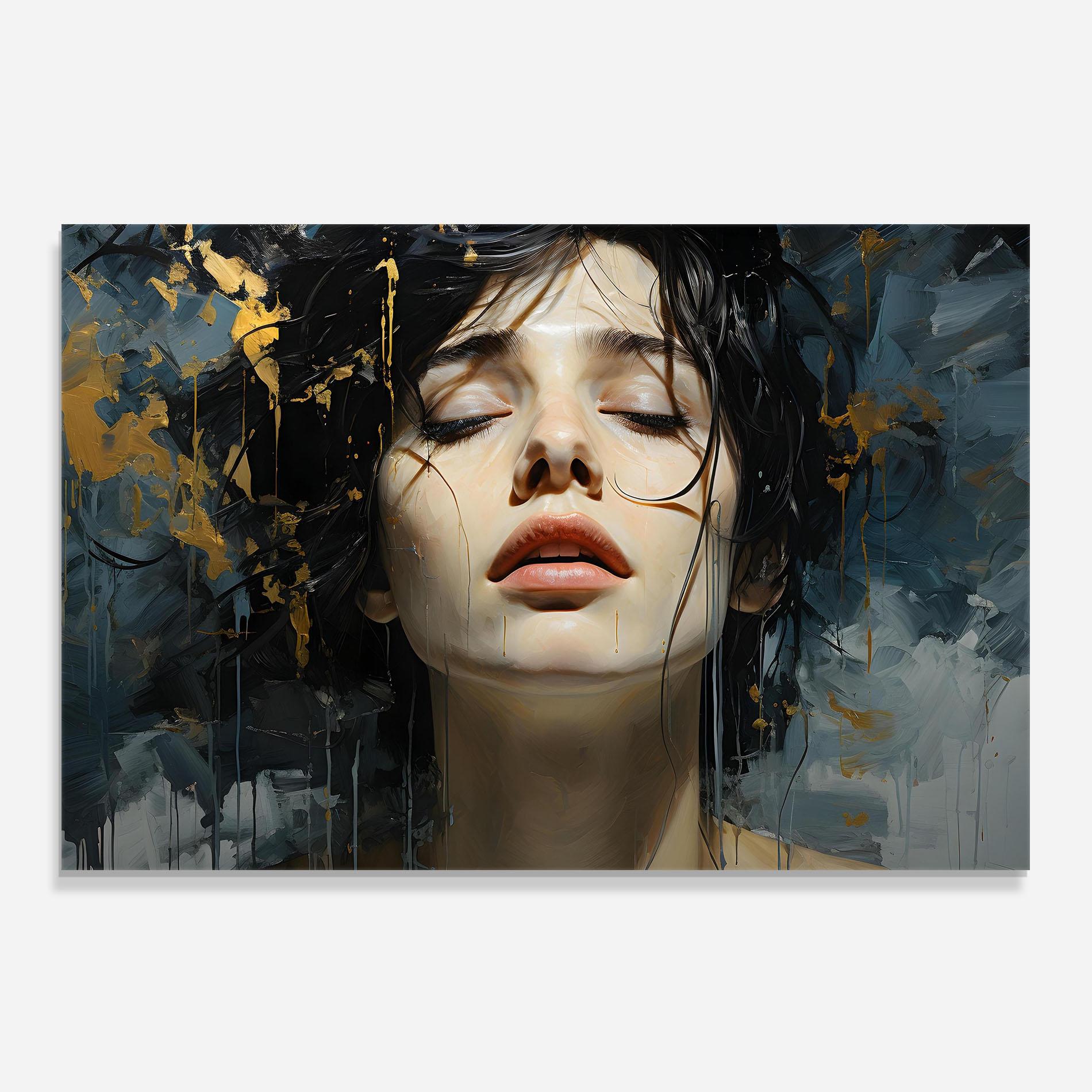 Panou Sticla Bucatarie Close Up Closed Eyes mockup 0