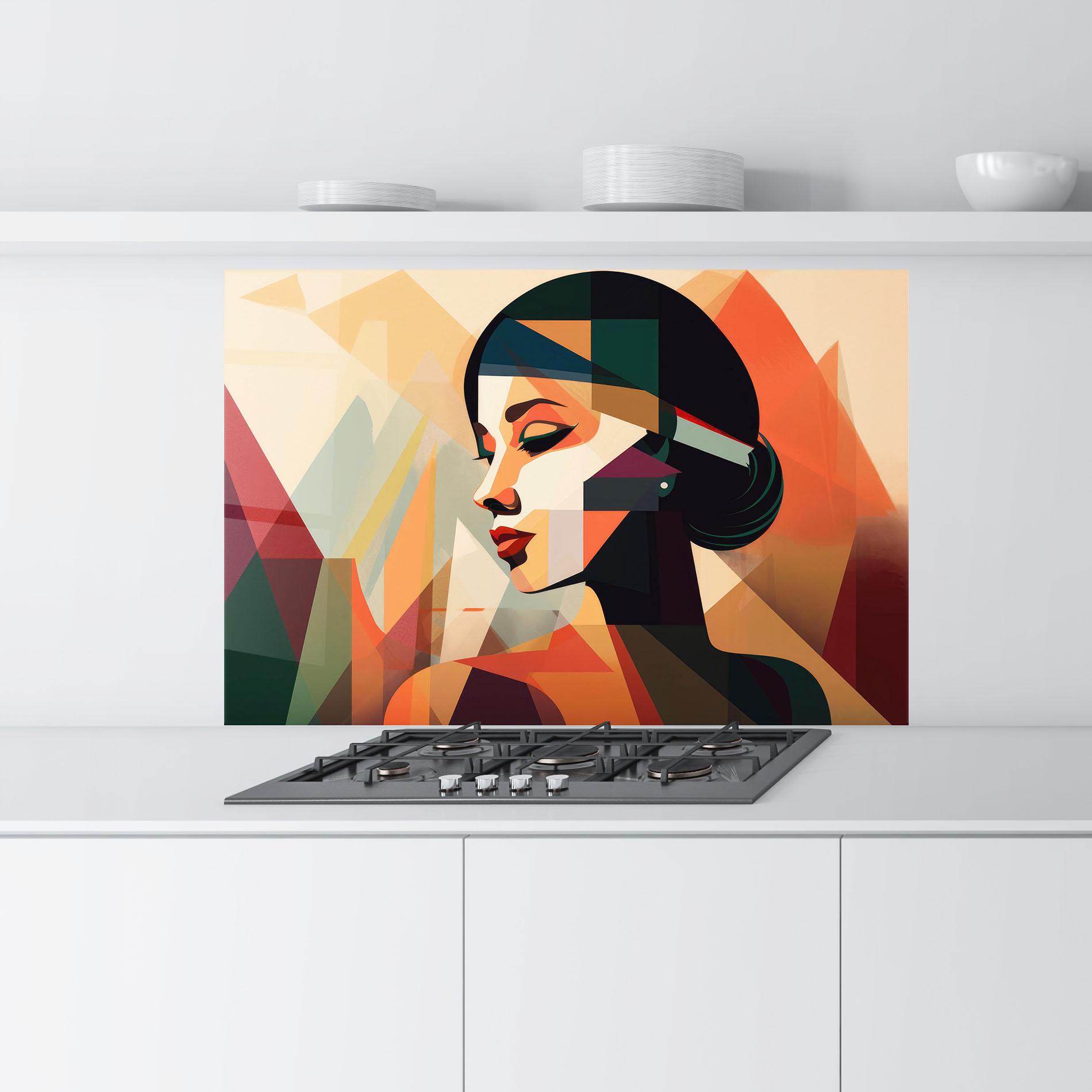 Panou Sticla Bucatarie Bold Shapes Lines mockup 9